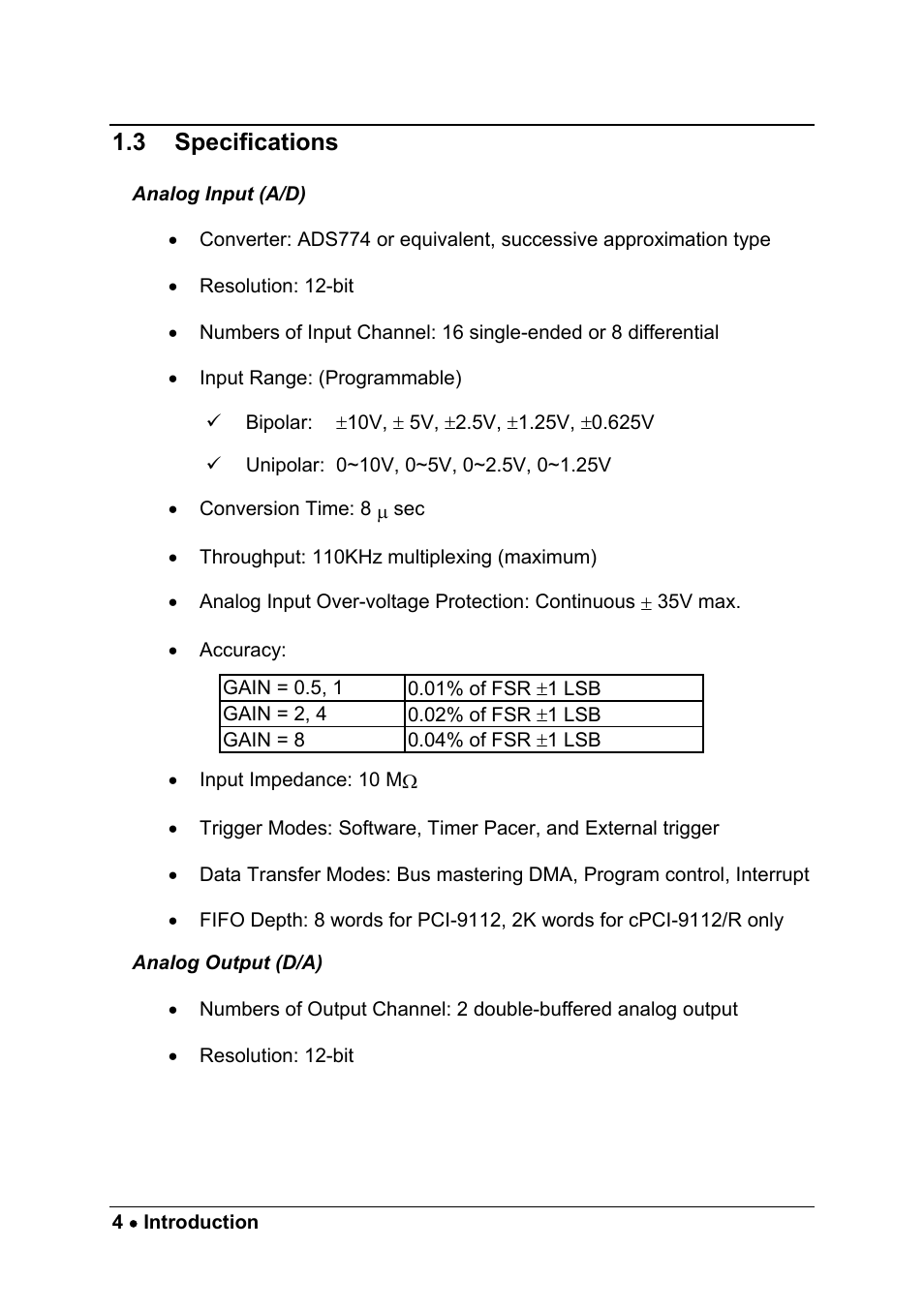 3 specifications | ADLINK PCM-9112+ User Manual | Page 12 / 94