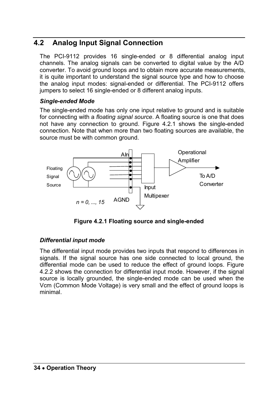 2 analog input signal connection | ADLINK PCM-9112+ User Manual | Page 42 / 94