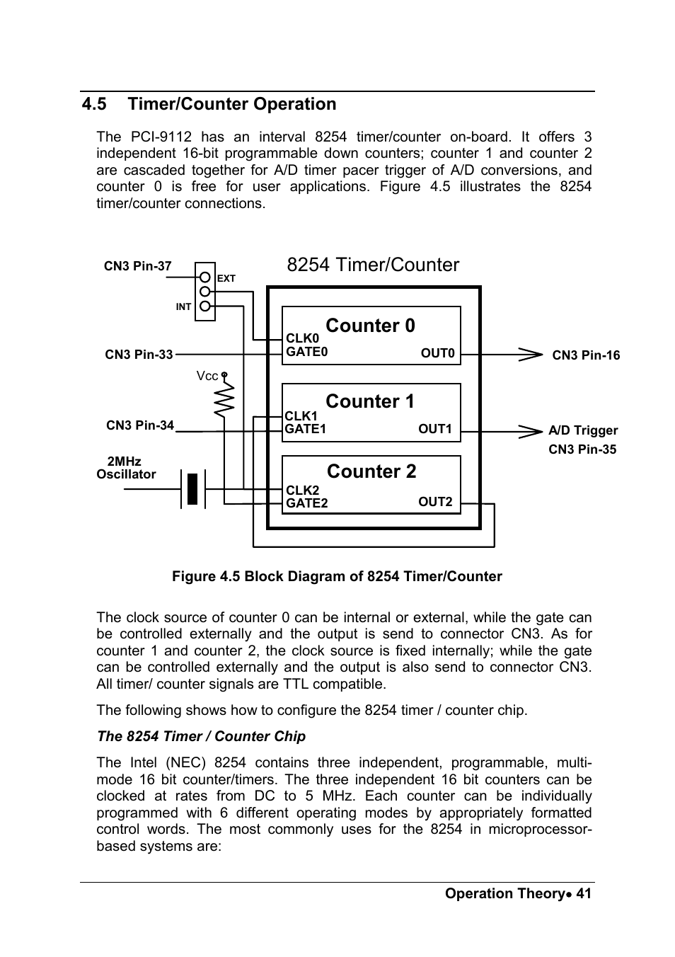 Counter 0 counter 1 counter 2, 8254 timer/counter, 5 timer/counter operation | ADLINK PCM-9112+ User Manual | Page 49 / 94
