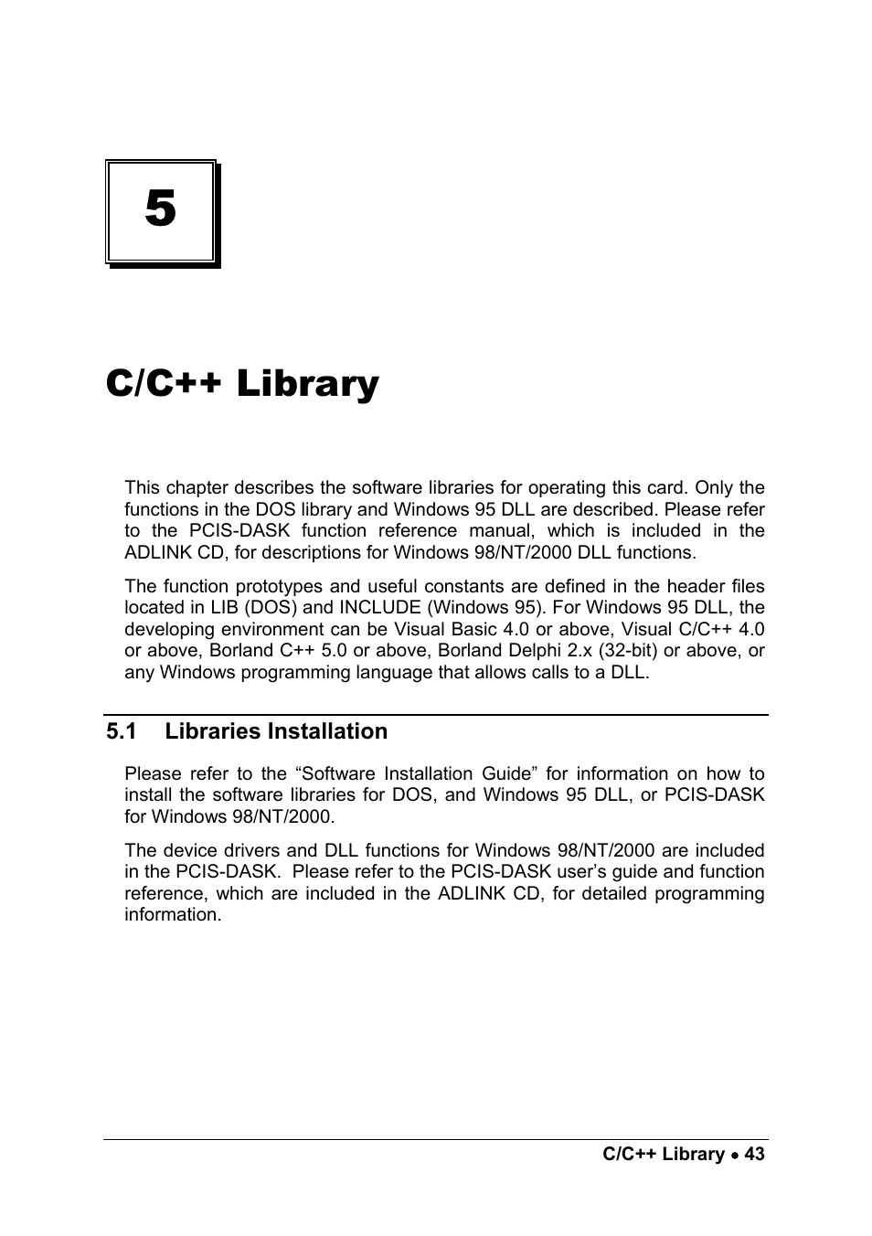 C/c++ library | ADLINK PCM-9112+ User Manual | Page 51 / 94