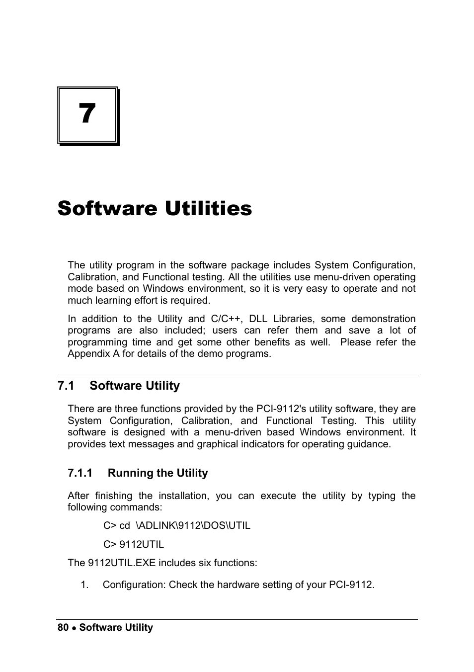 Software utilities | ADLINK PCM-9112+ User Manual | Page 88 / 94