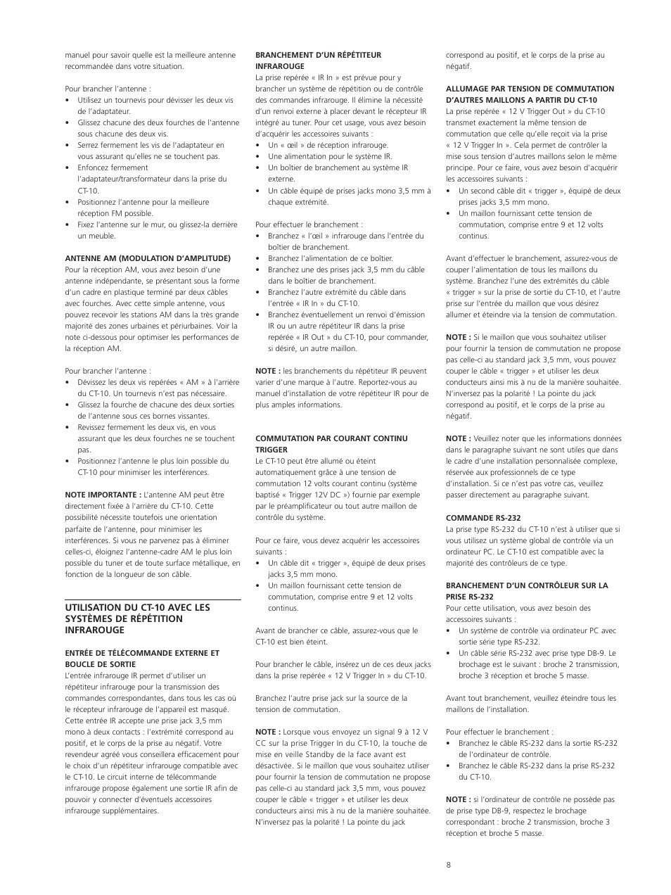 Classe Audio CT-10 User Manual | Page 10 / 39