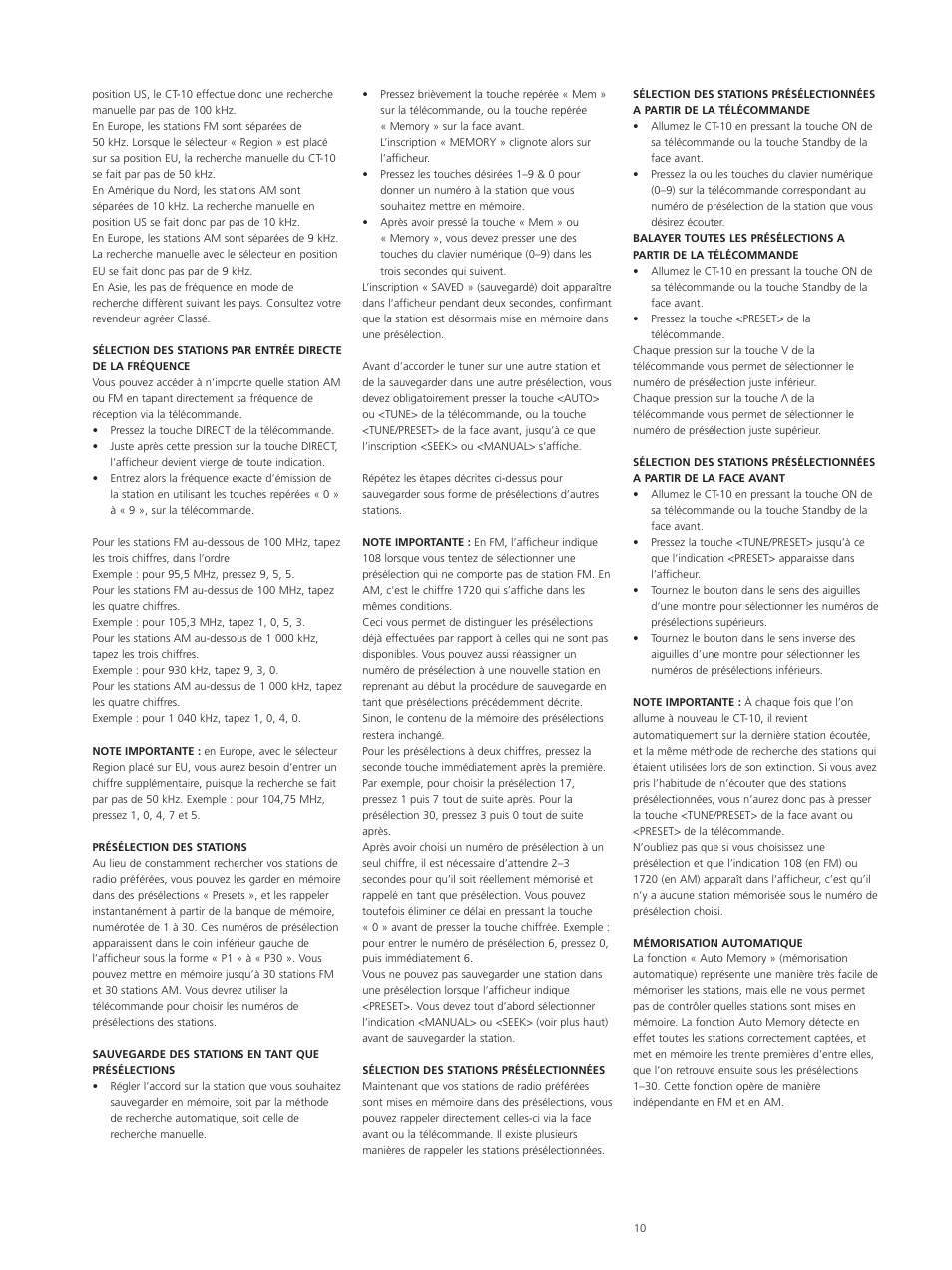 Classe Audio CT-10 User Manual | Page 12 / 39