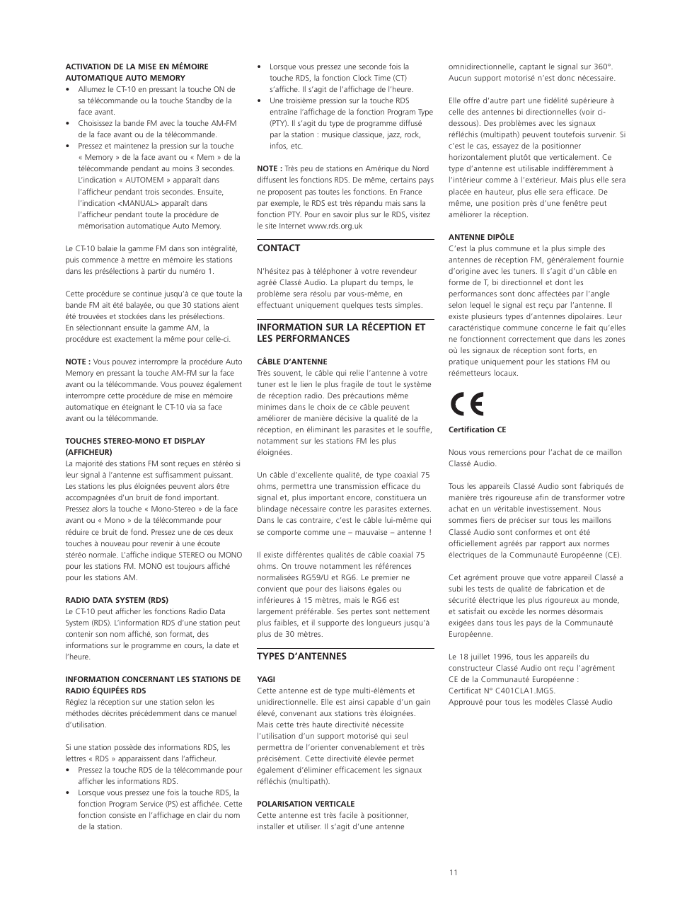 Classe Audio CT-10 User Manual | Page 13 / 39