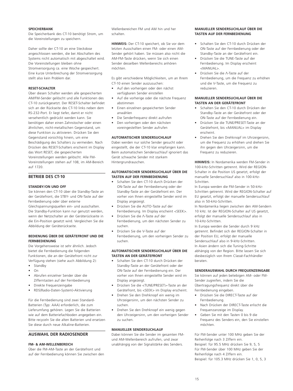 Classe Audio CT-10 User Manual | Page 17 / 39