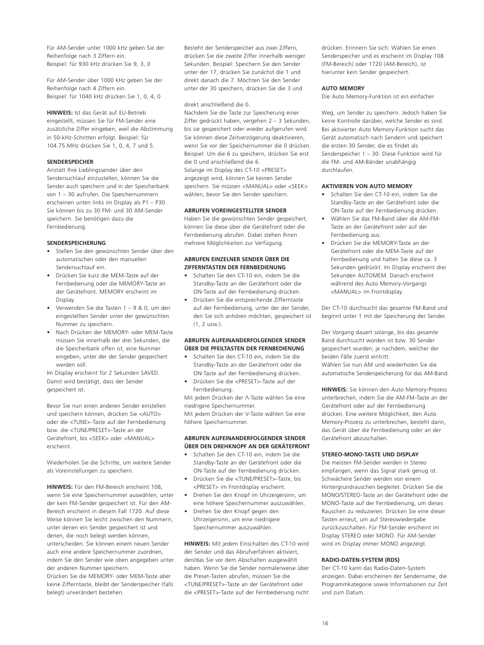 Classe Audio CT-10 User Manual | Page 18 / 39