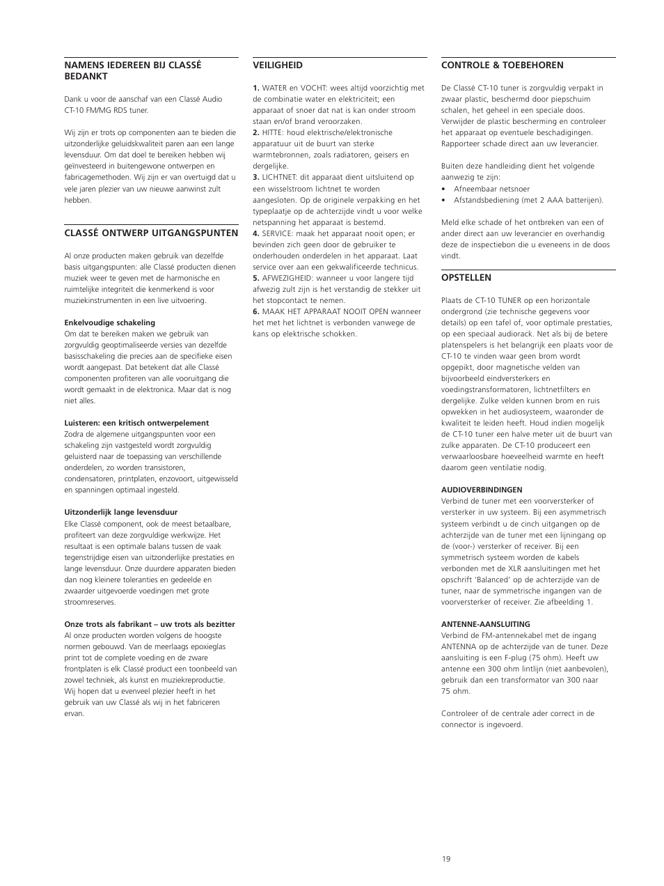 Classe Audio CT-10 User Manual | Page 21 / 39