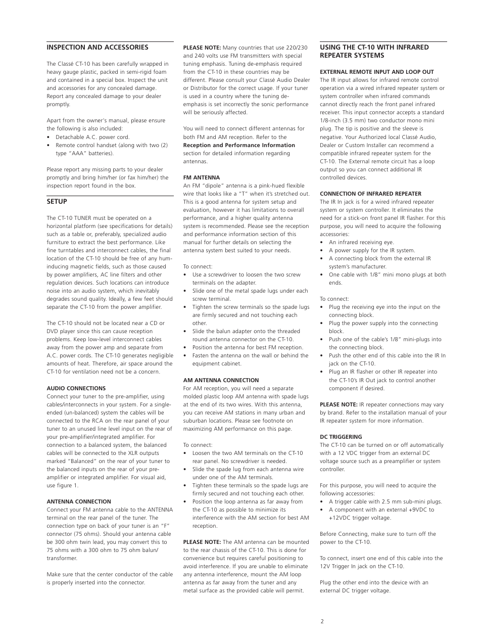 Classe Audio CT-10 User Manual | Page 4 / 39