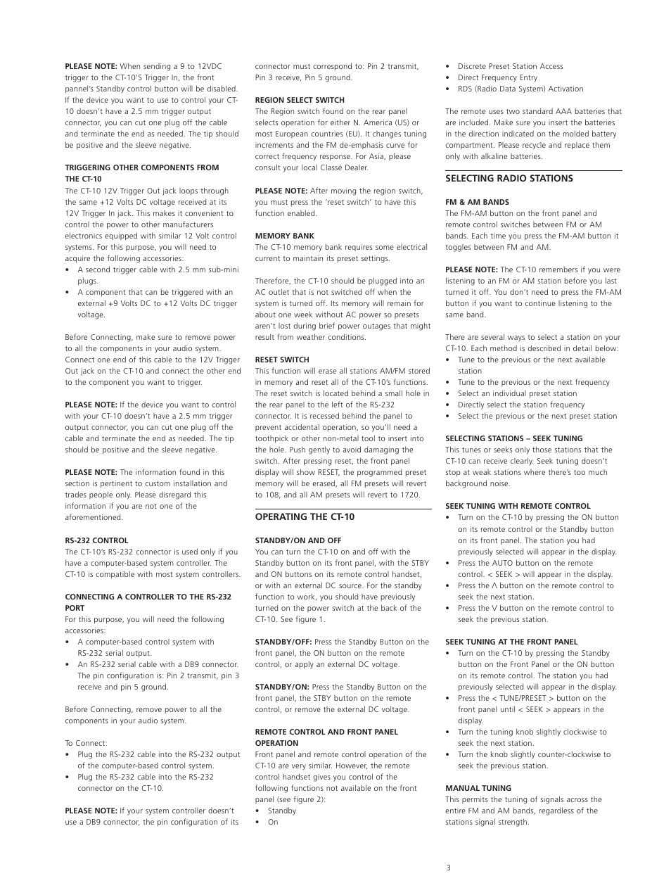 Classe Audio CT-10 User Manual | Page 5 / 39