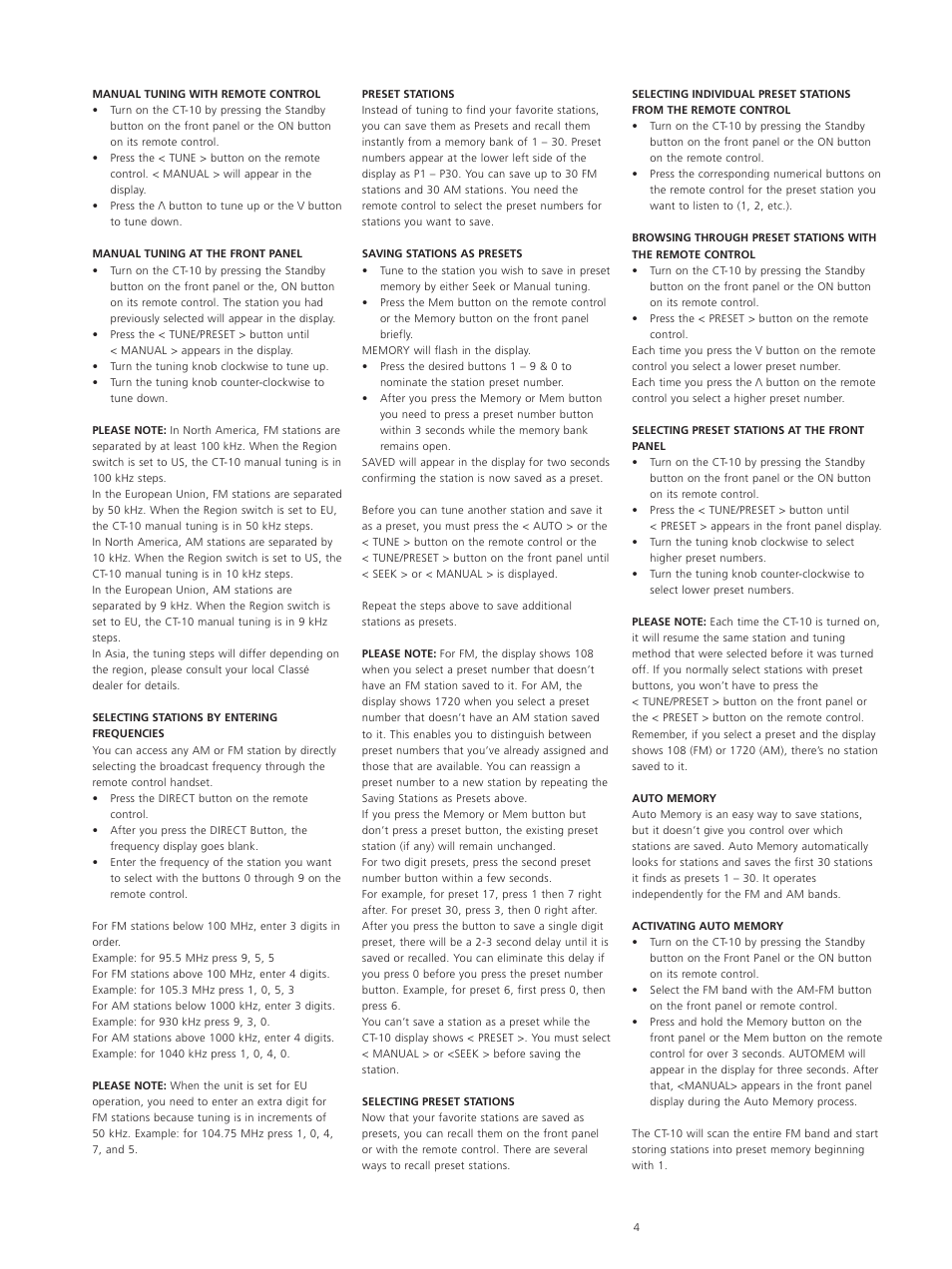 Classe Audio CT-10 User Manual | Page 6 / 39