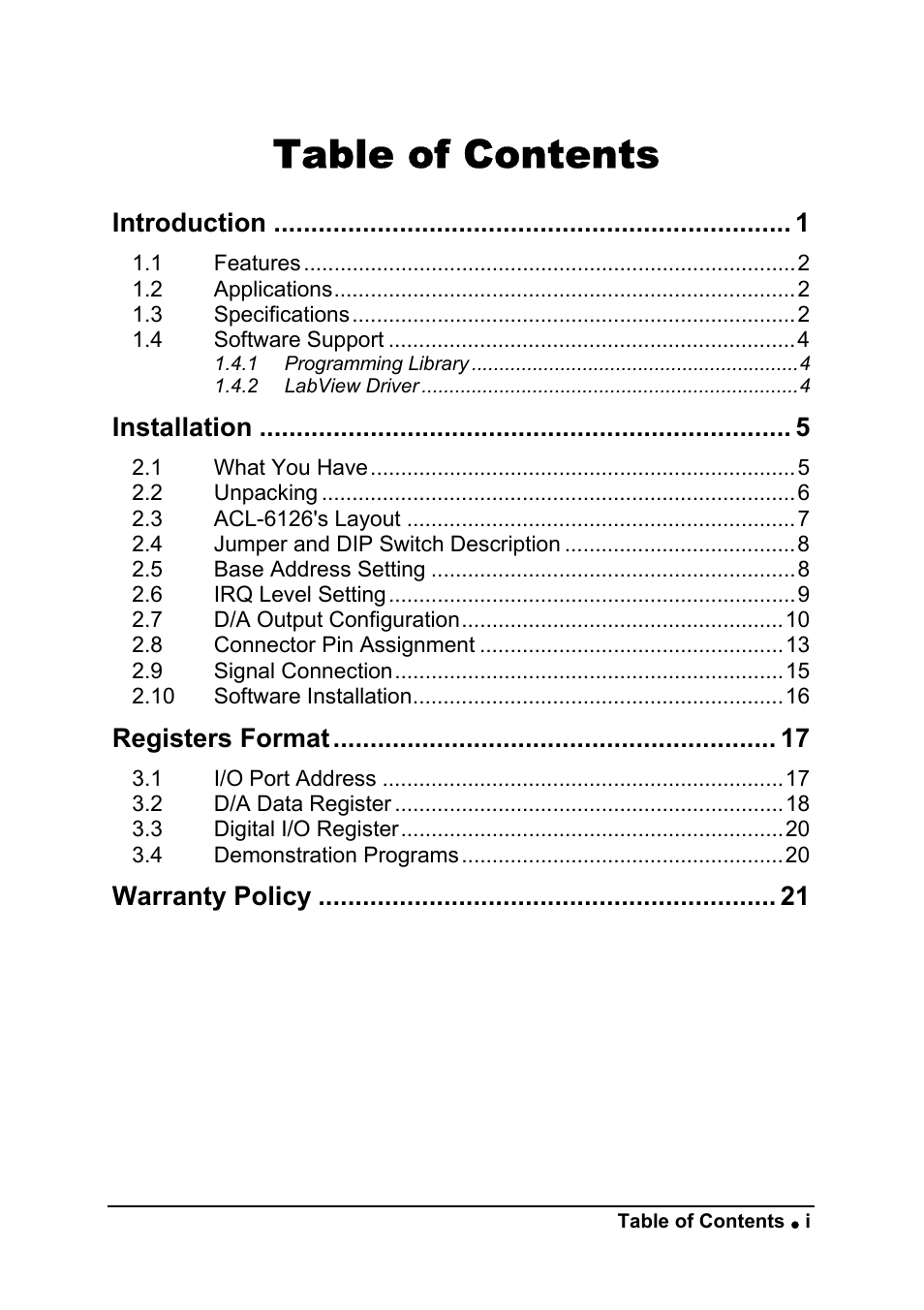 ADLINK ACL-6126 User Manual | Page 5 / 28
