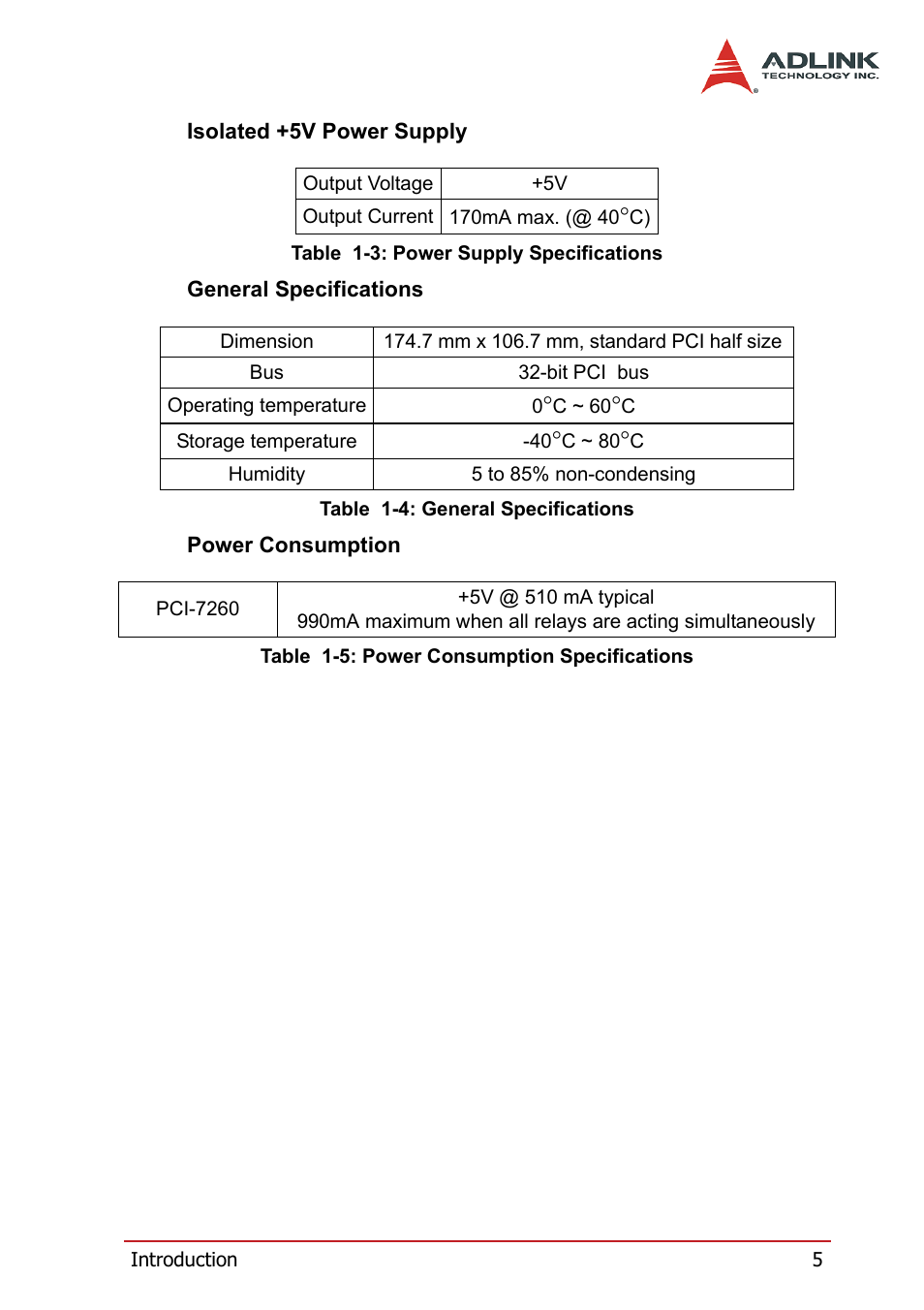ADLINK PCI-7260 User Manual | Page 15 / 66