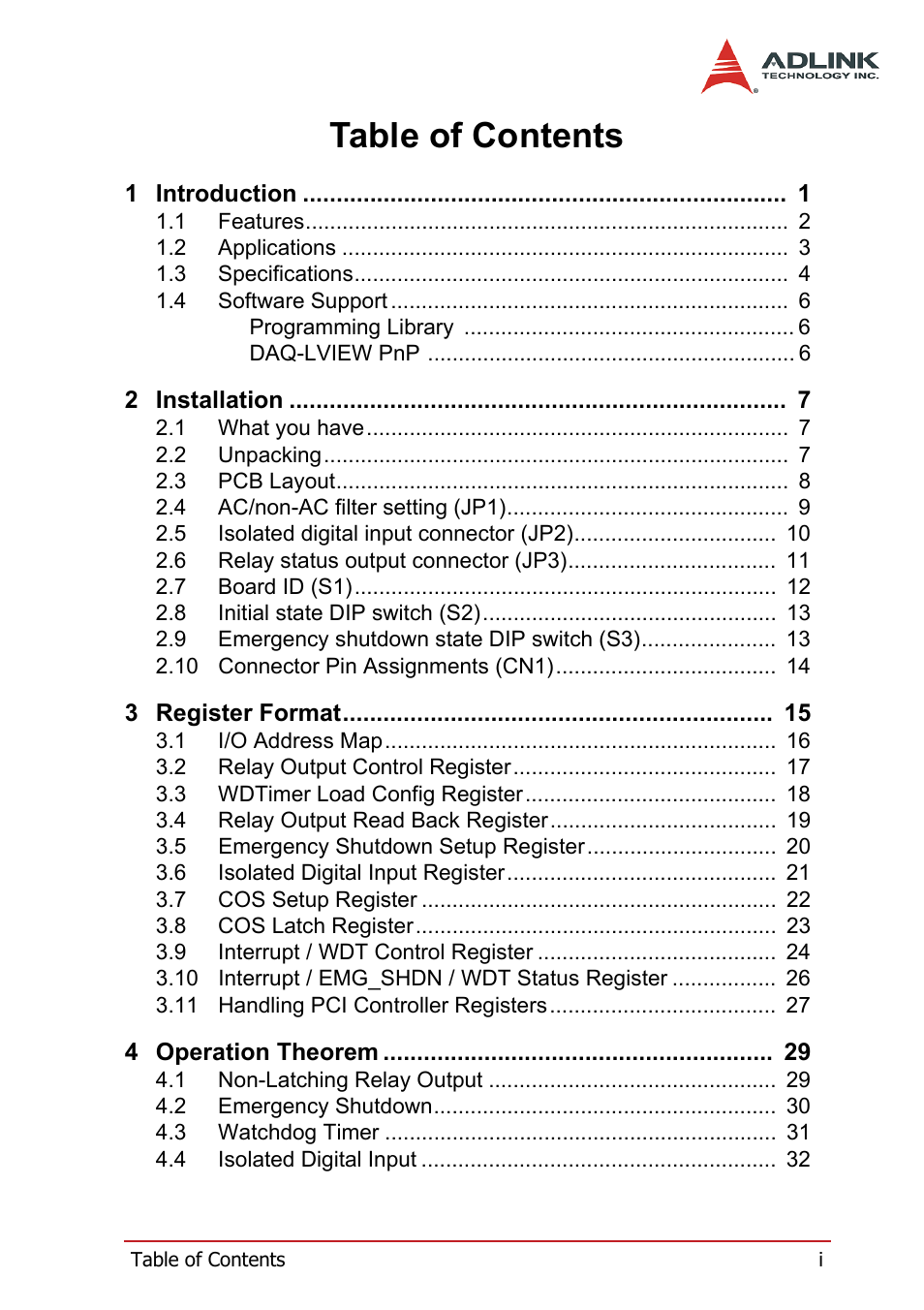 ADLINK PCI-7260 User Manual | Page 5 / 66