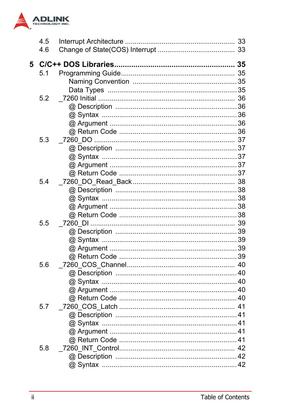 ADLINK PCI-7260 User Manual | Page 6 / 66