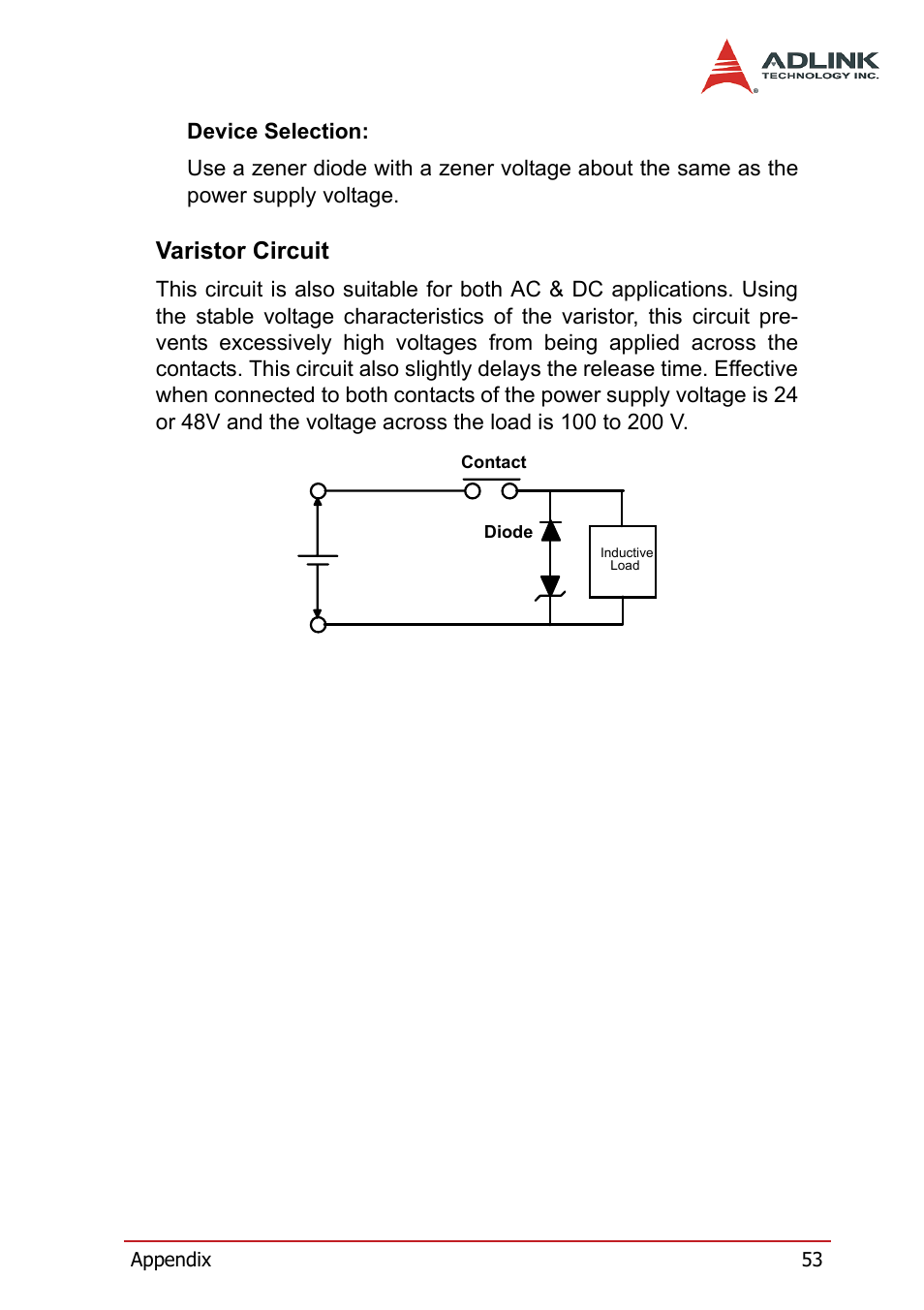 Varistor circuit | ADLINK PCI-7260 User Manual | Page 63 / 66