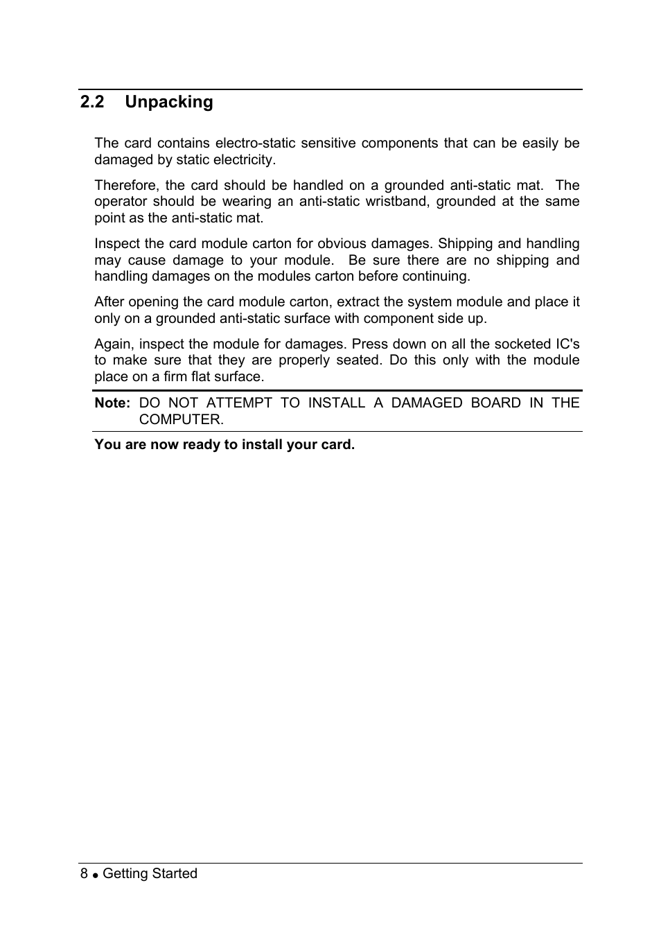 2 unpacking | ADLINK PCI-7258 User Manual | Page 16 / 38