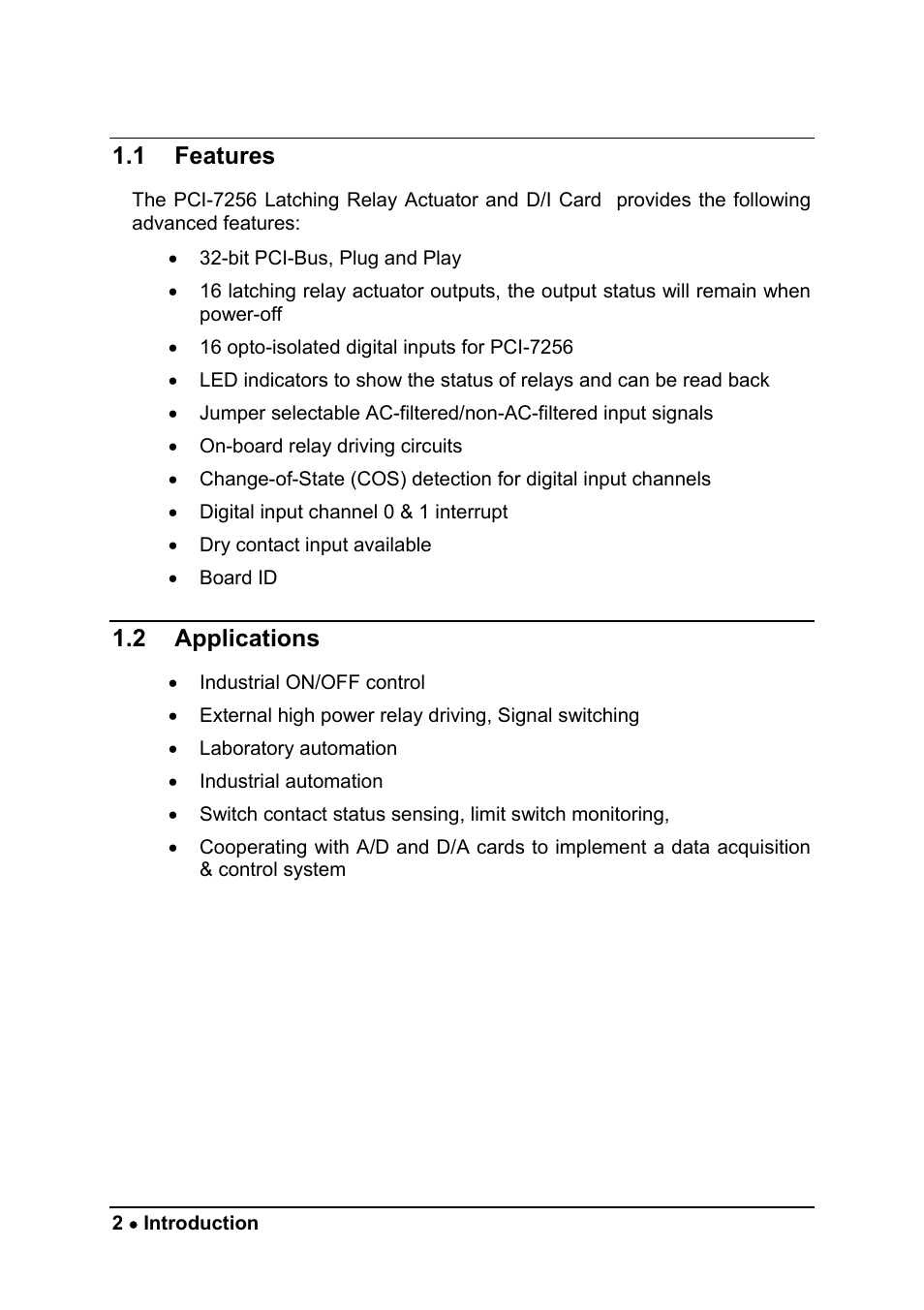 1 features, 2 applications | ADLINK PCI-7256 User Manual | Page 10 / 48