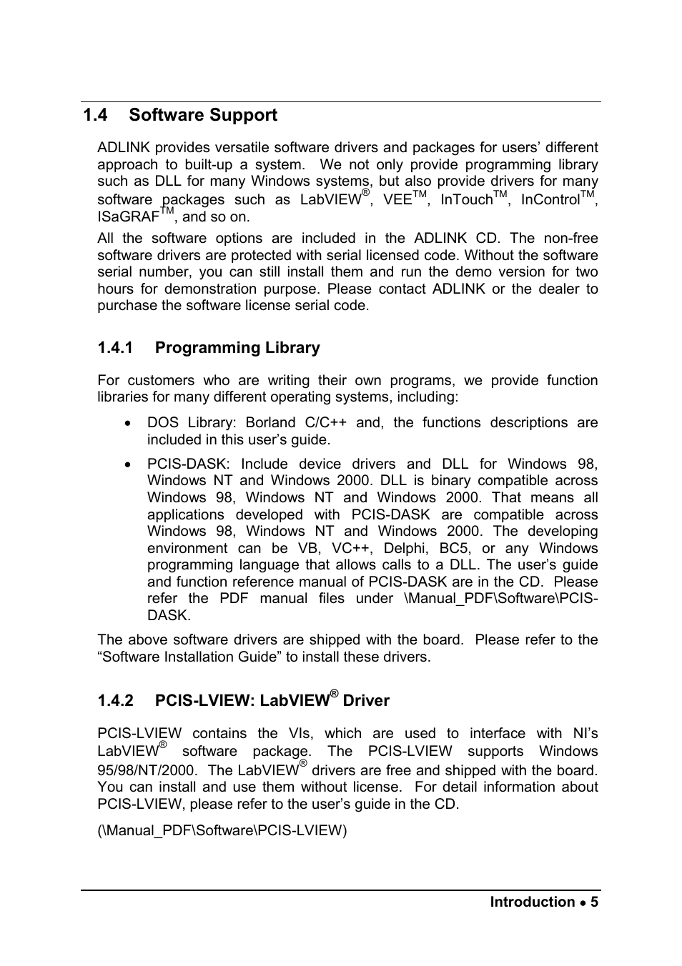 4 software support | ADLINK PCI-7256 User Manual | Page 13 / 48