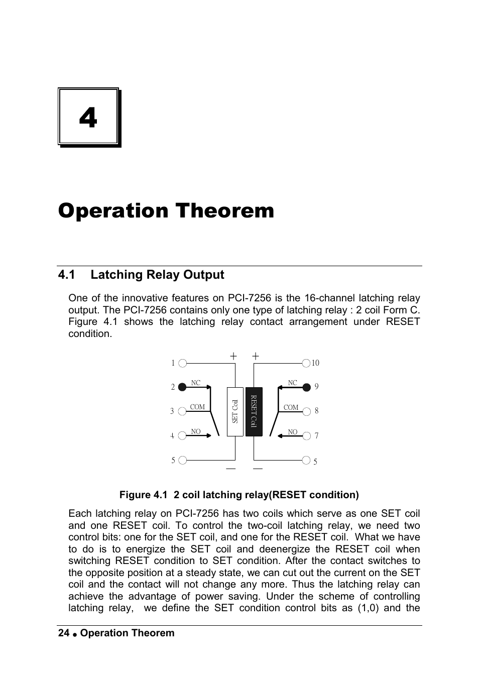 Operation theorem, 1 latching relay output | ADLINK PCI-7256 User Manual | Page 32 / 48