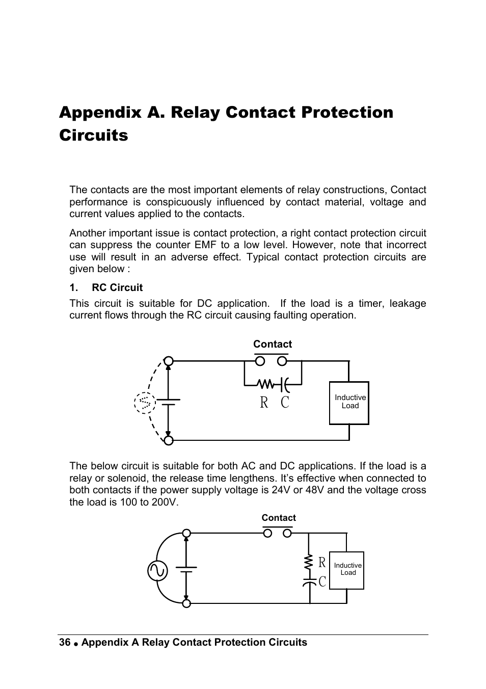 Appendix a. relay contact protection circuits | ADLINK PCI-7256 User Manual | Page 44 / 48
