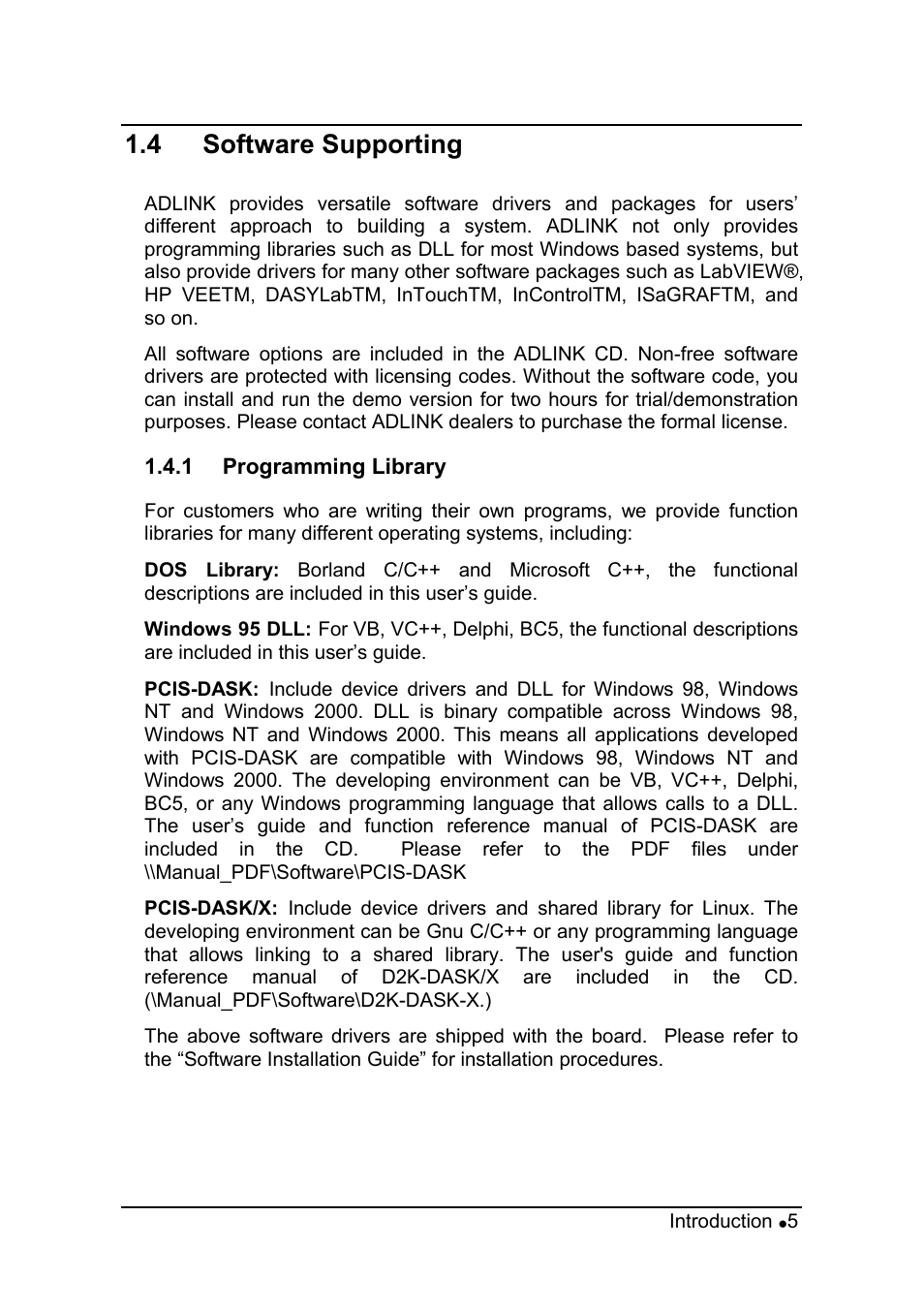 4 software supporting | ADLINK PCI-8554 User Manual | Page 15 / 67