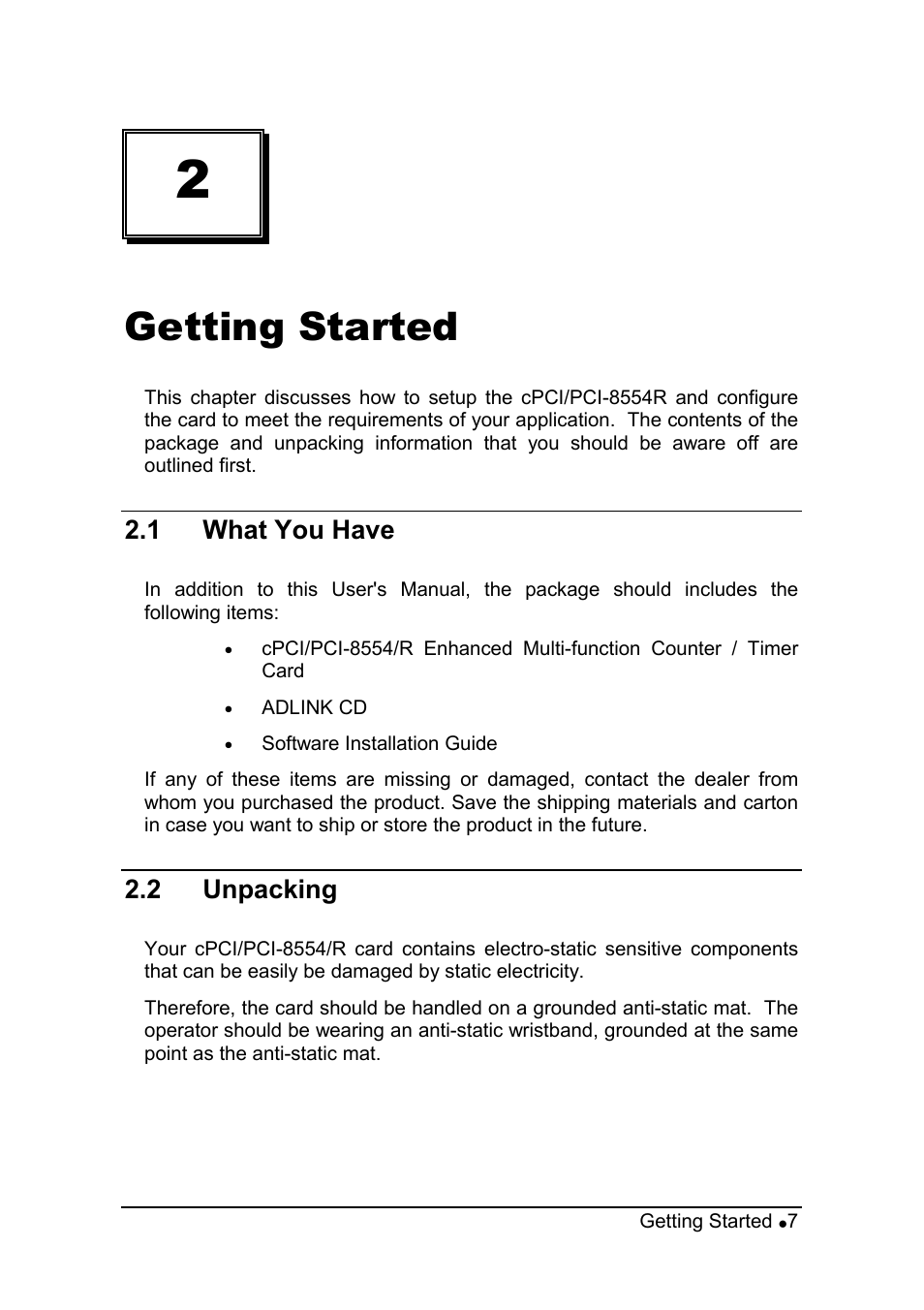 Getting started | ADLINK PCI-8554 User Manual | Page 17 / 67