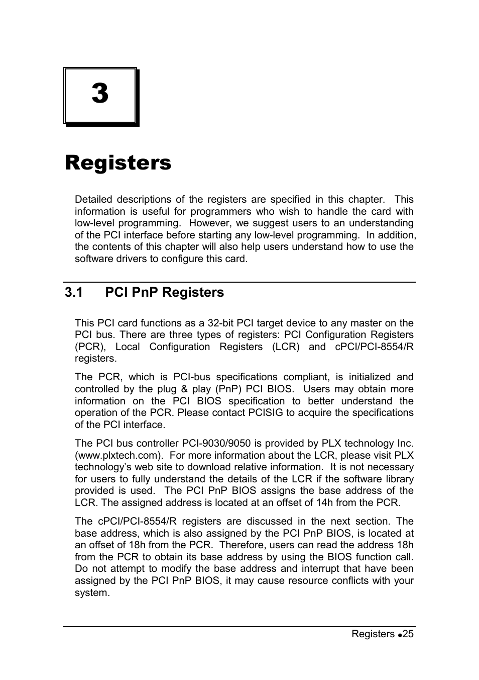 Registers | ADLINK PCI-8554 User Manual | Page 35 / 67