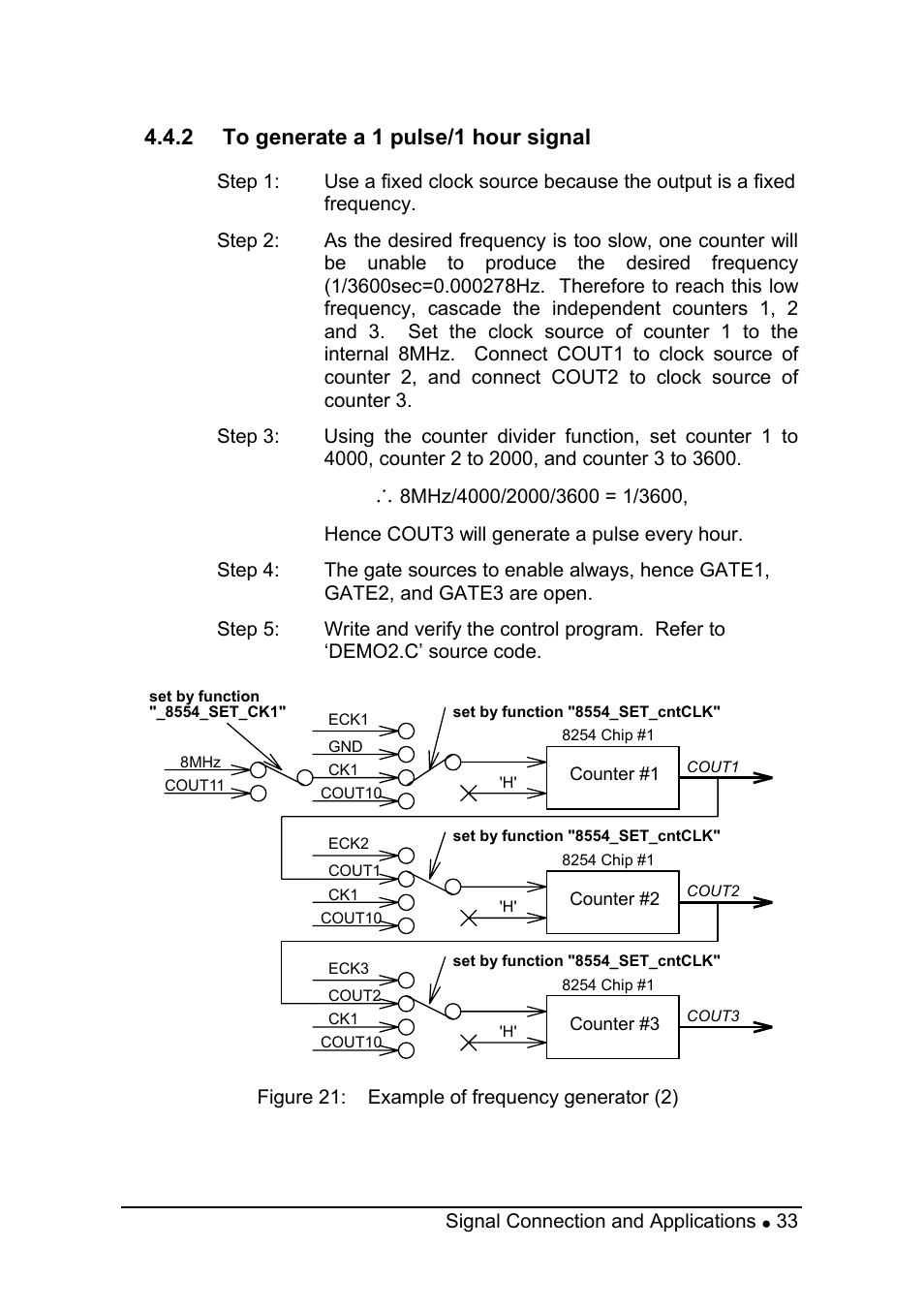 2 to generate a 1 pulse/1 hour signal | ADLINK PCI-8554 User Manual | Page 43 / 67