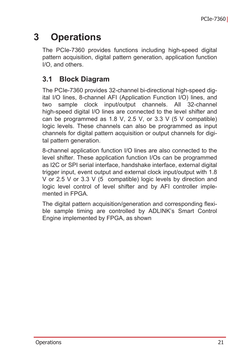 3 operations, 1 block diagram, Block diagram | 3operations | ADLINK PCIe-7360 User Manual | Page 31 / 94