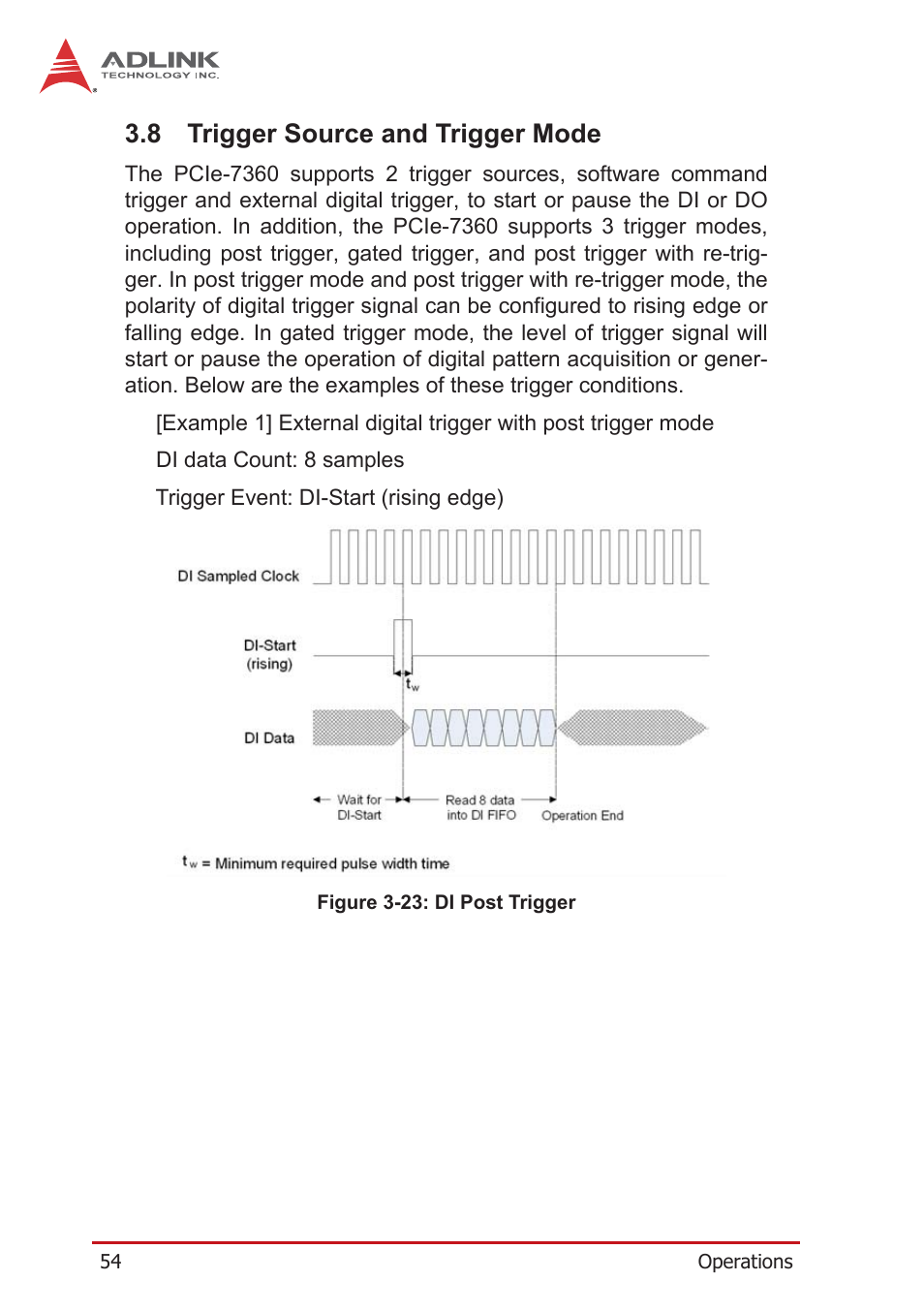 8 trigger source and trigger mode, Trigger source and trigger mode, Figure 3-23: di post trigger | ADLINK PCIe-7360 User Manual | Page 64 / 94