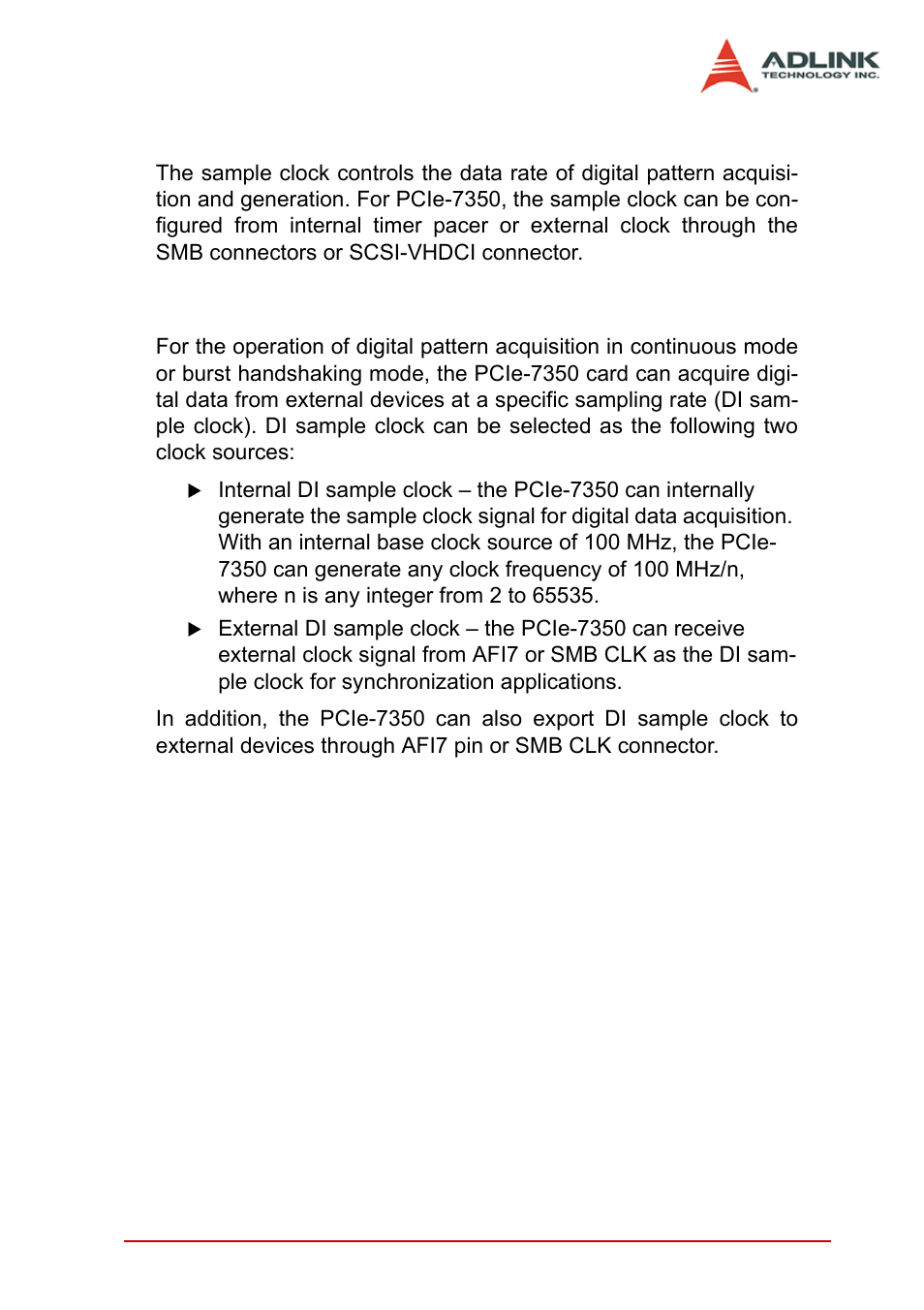 6 sample clock, 1 digital input (di) sample clock, Sample clock | Digital input (di) sample clock | ADLINK PCIe-7350 User Manual | Page 41 / 86