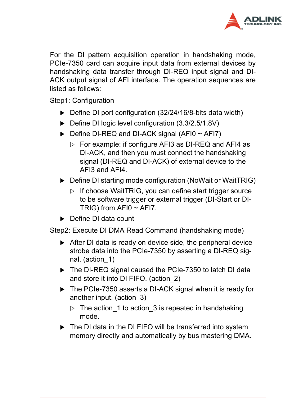 4 di dma in handshaking mode, Di dma in handshaking mode | ADLINK PCIe-7350 User Manual | Page 51 / 86