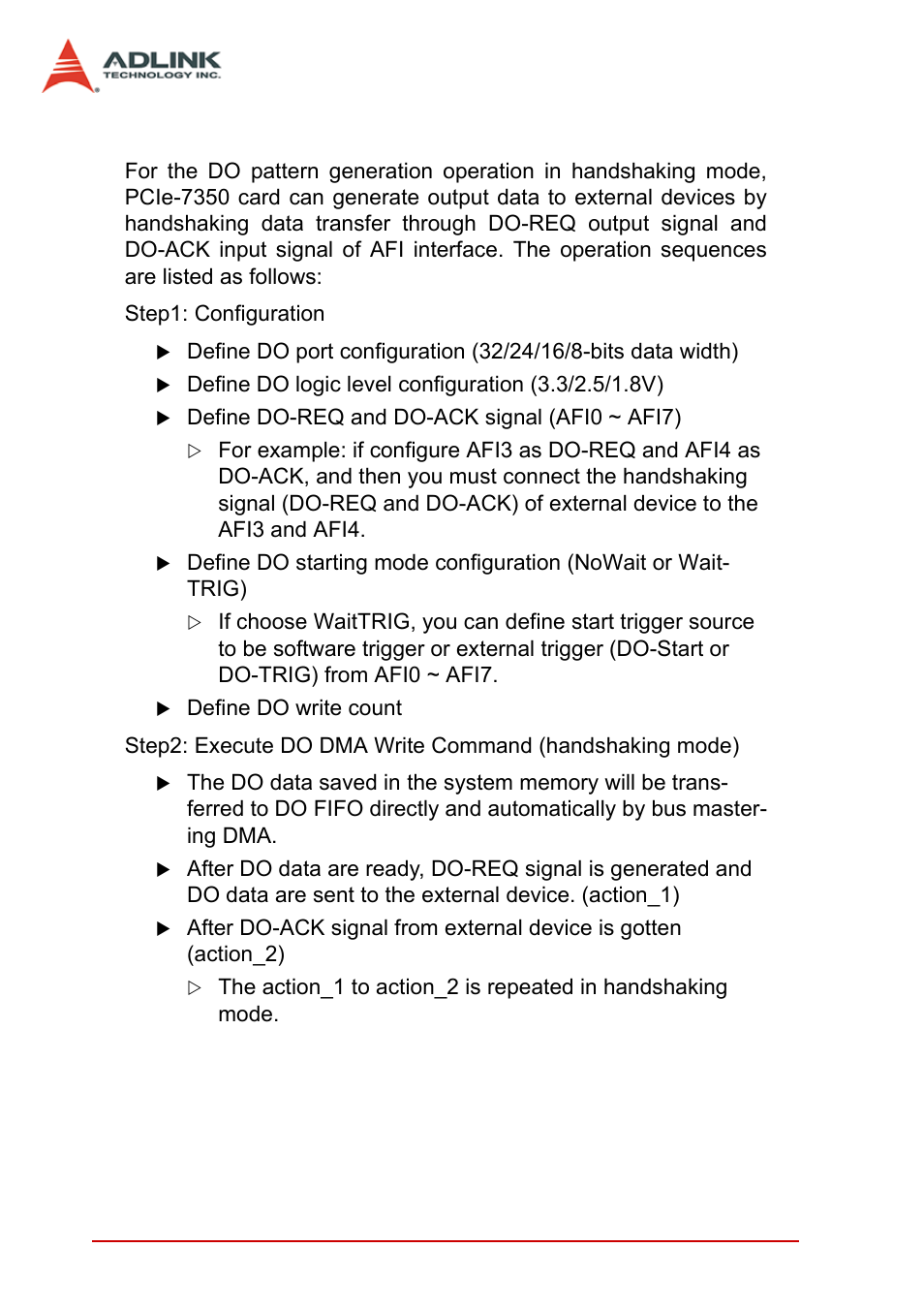 5 do dma in handshaking mode, Do dma in handshaking mode | ADLINK PCIe-7350 User Manual | Page 54 / 86