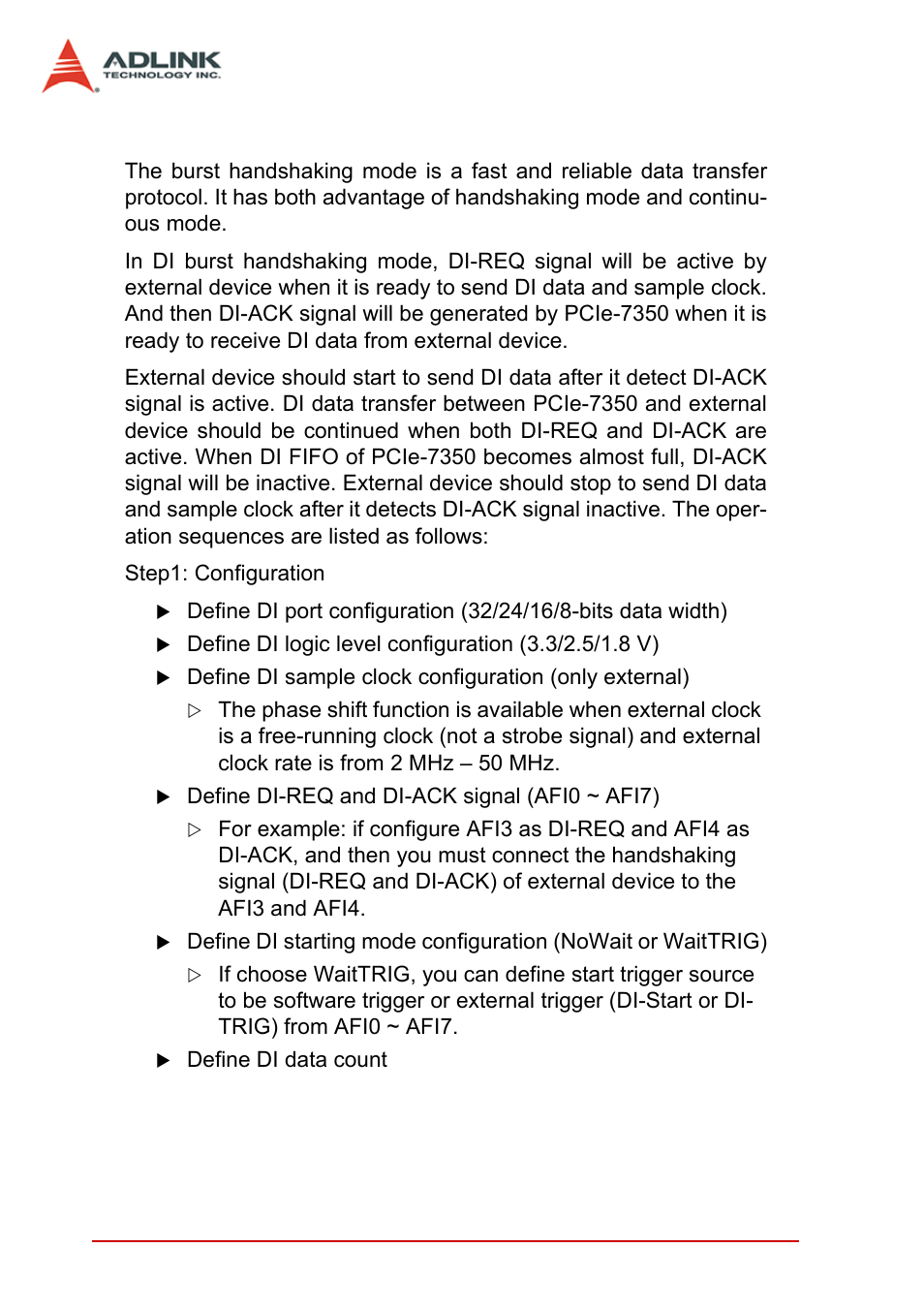 6 di dma in burst handshaking mode, Di dma in burst handshaking mode | ADLINK PCIe-7350 User Manual | Page 56 / 86