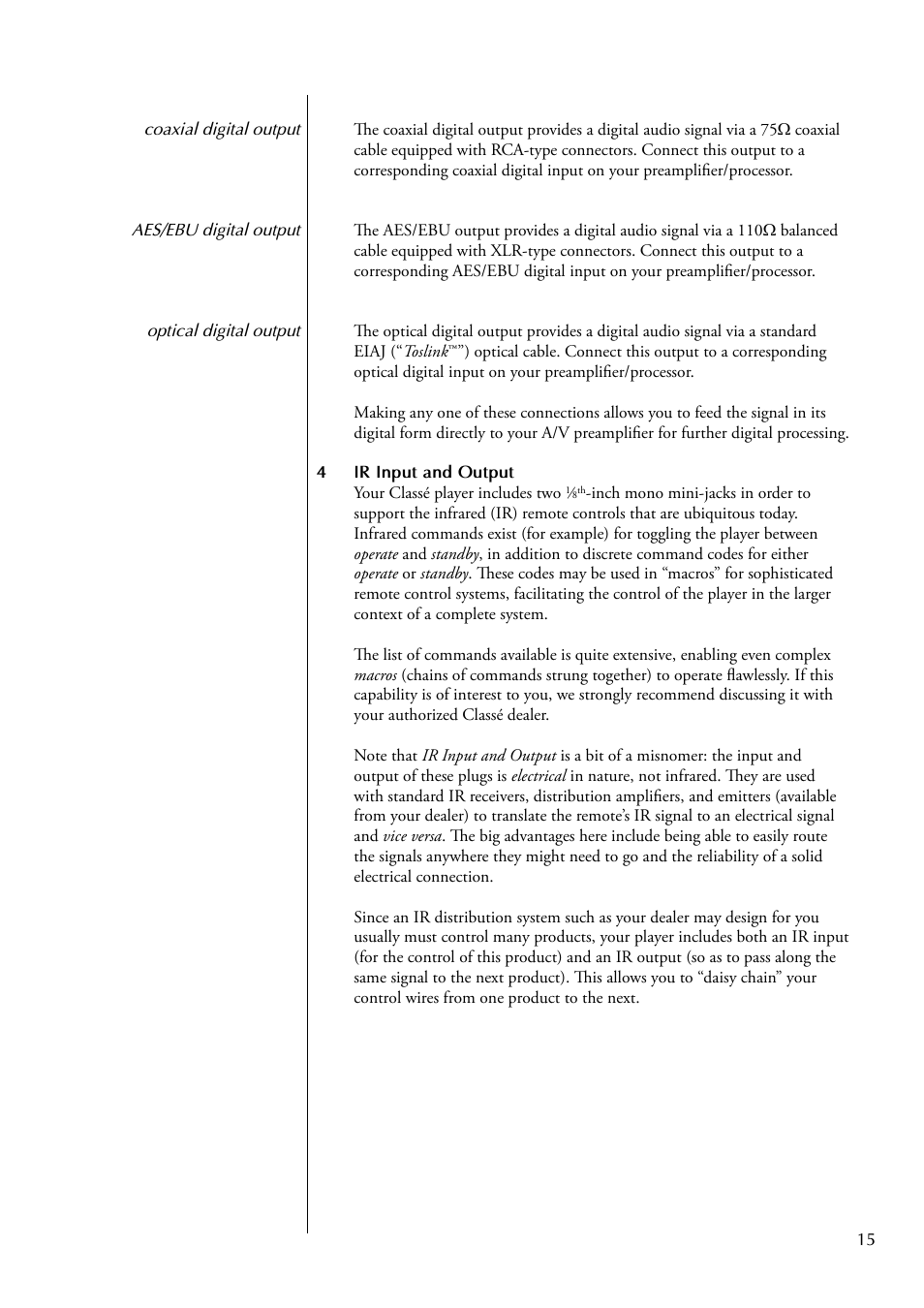 Classe Audio CDP-102 User Manual | Page 15 / 48