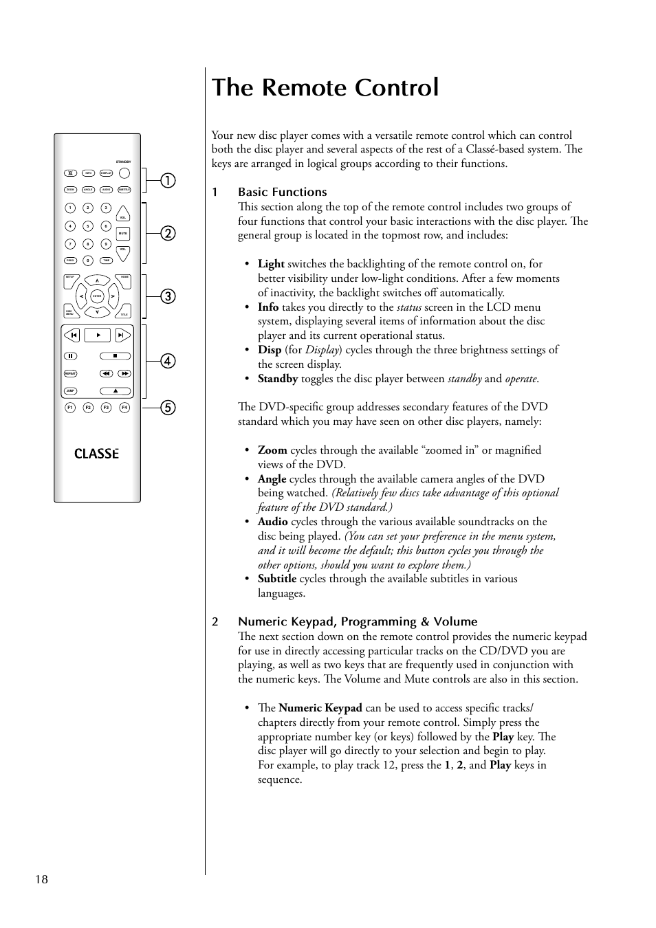 The remote control | Classe Audio CDP-102 User Manual | Page 18 / 48