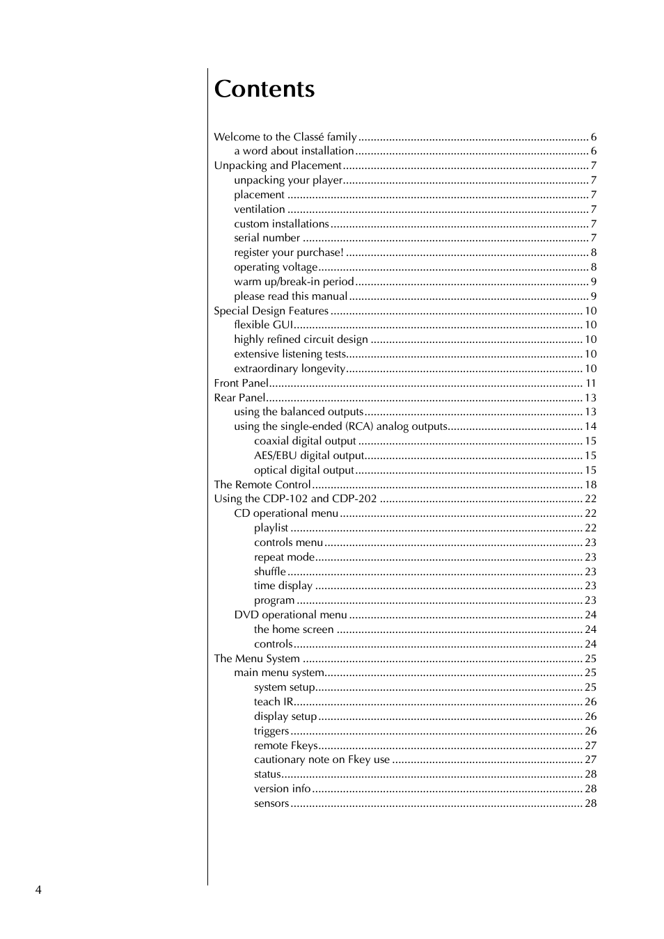 Classe Audio CDP-102 User Manual | Page 4 / 48