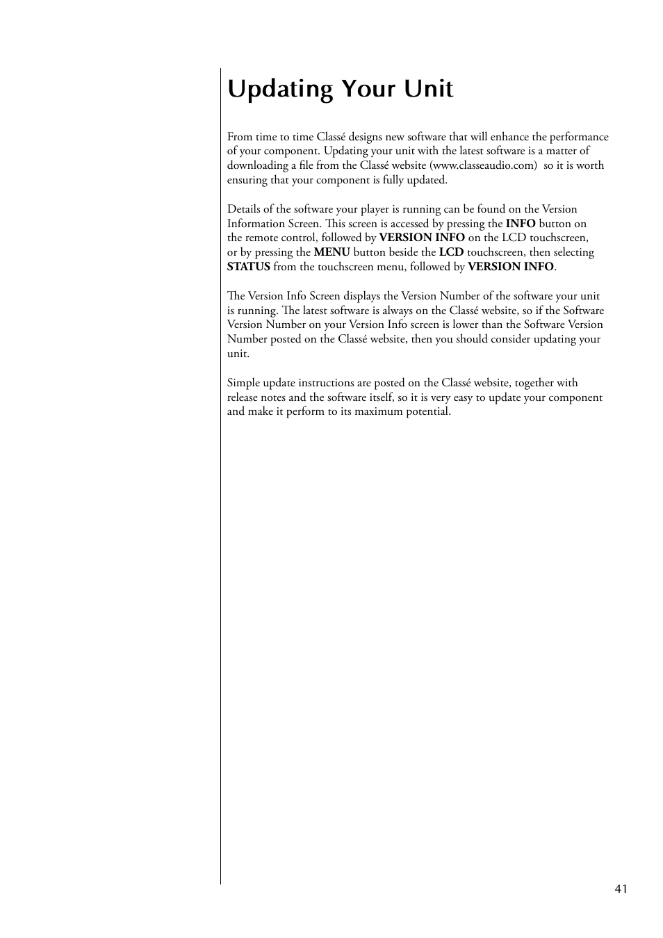 Updating your unit | Classe Audio CDP-102 User Manual | Page 41 / 48
