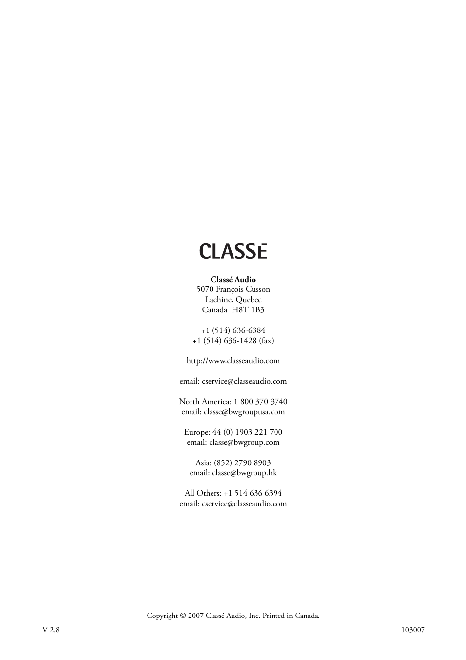 Classe Audio CDP-102 User Manual | Page 48 / 48