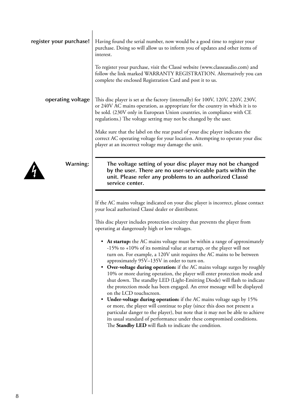Classe Audio CDP-102 User Manual | Page 8 / 48