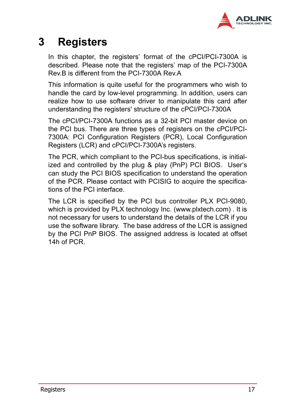 3 registers, 3registers | ADLINK PCI-7300A User Manual | Page 29 / 112