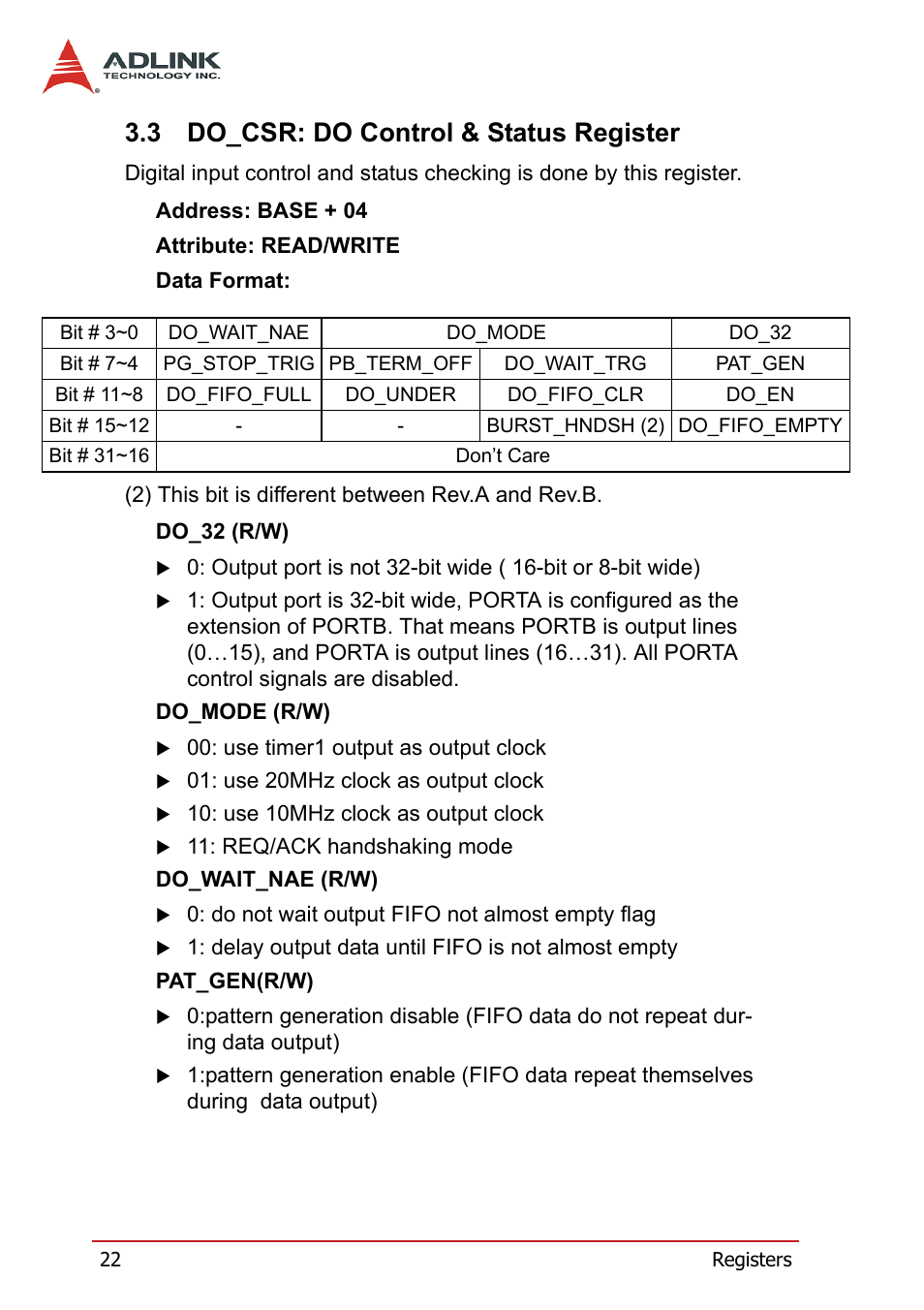 3 do_csr: do control & status register, Do_csr: do control & status register | ADLINK PCI-7300A User Manual | Page 34 / 112