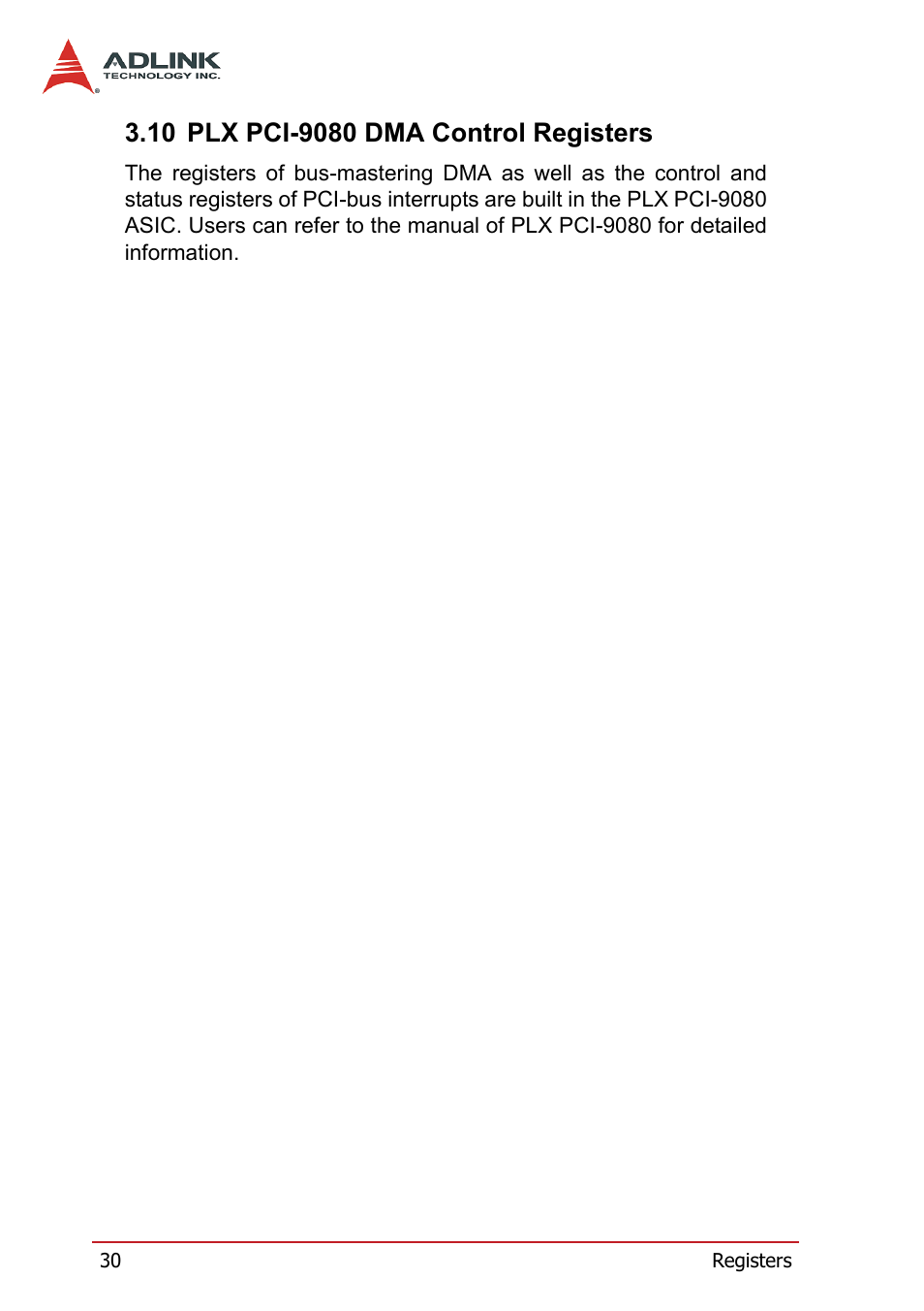 10 plx pci-9080 dma control registers | ADLINK PCI-7300A User Manual | Page 42 / 112