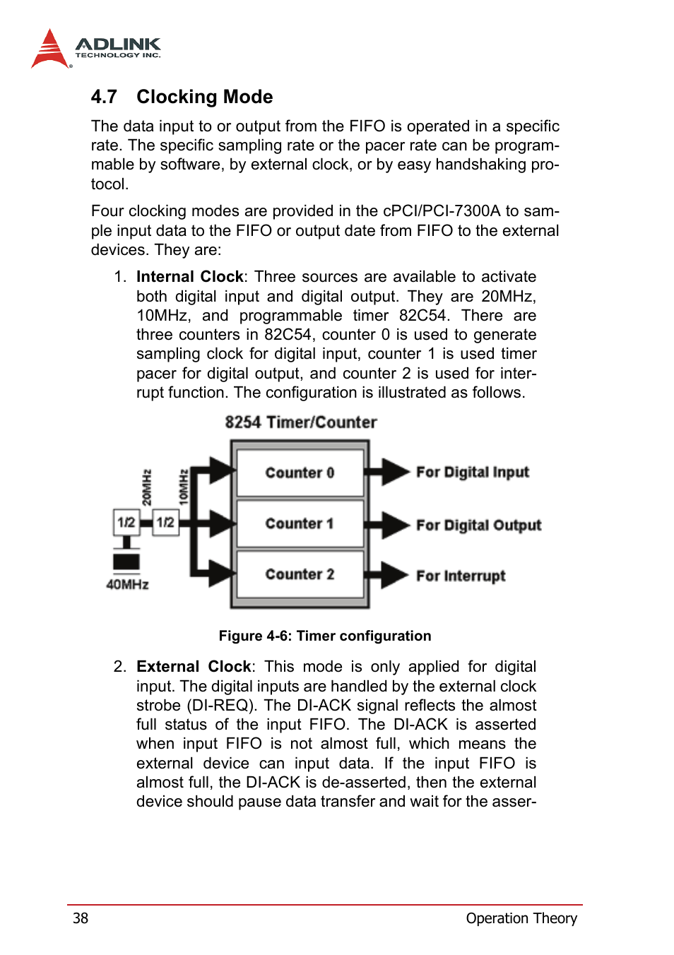 7 clocking mode, Clocking mode, Figure 4-6: timer configuration | ADLINK PCI-7300A User Manual | Page 50 / 112