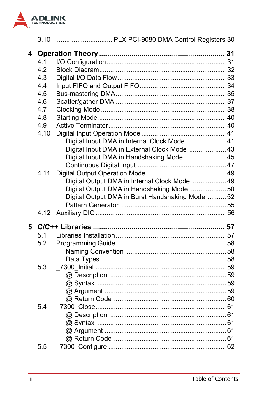 ADLINK PCI-7300A User Manual | Page 6 / 112