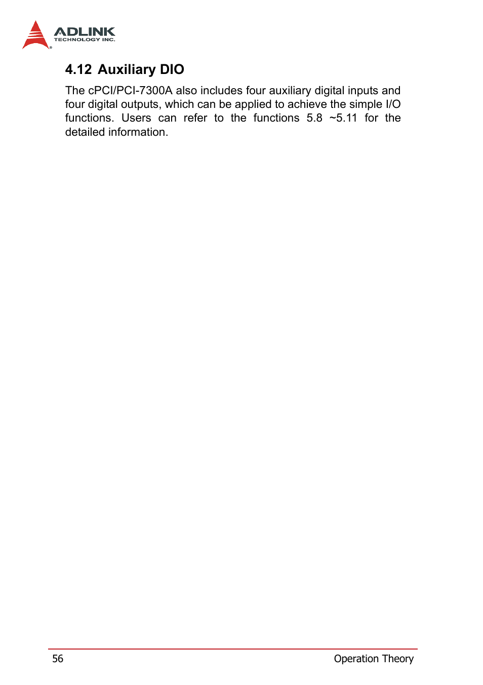 12 auxiliary dio | ADLINK PCI-7300A User Manual | Page 68 / 112