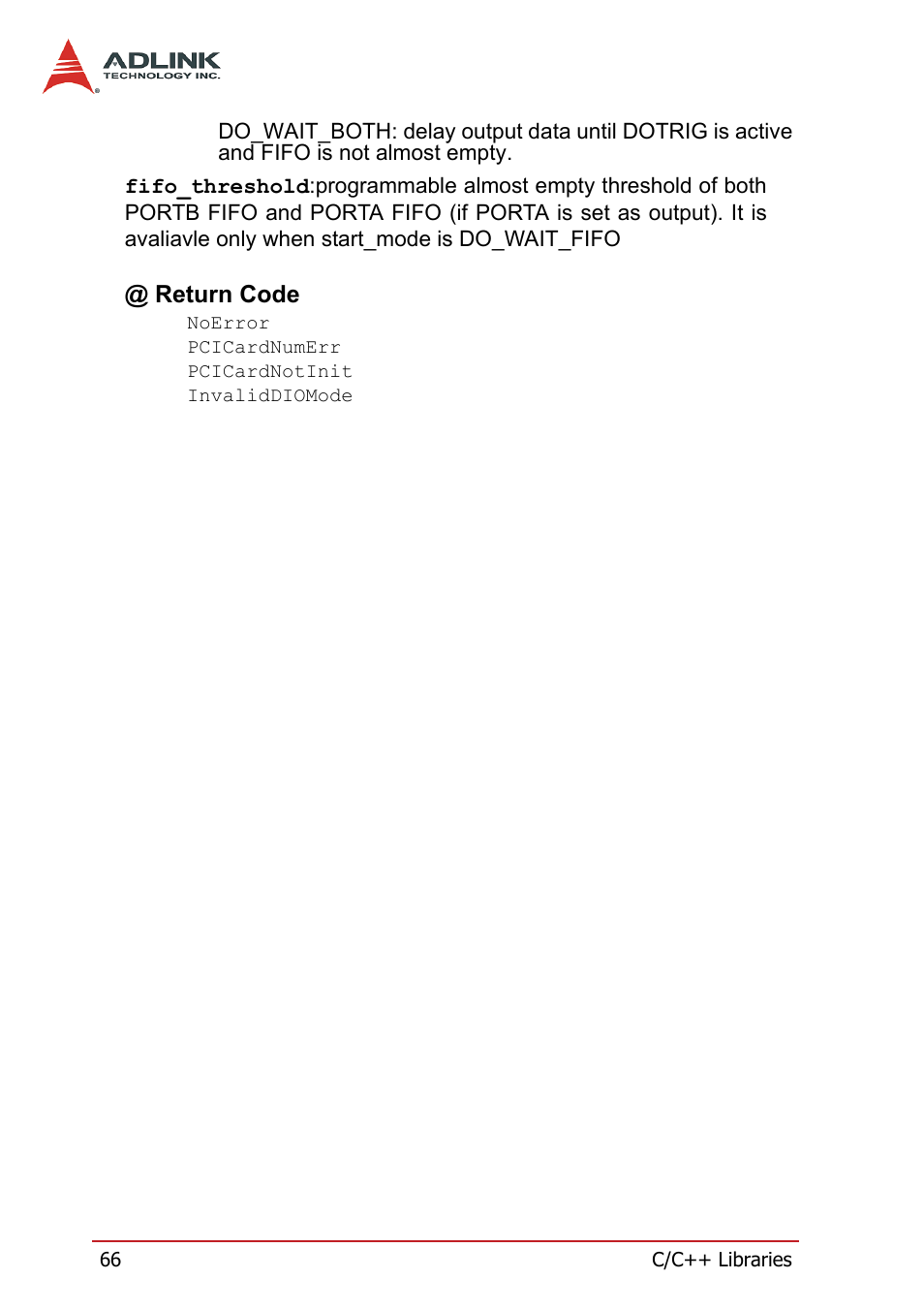 Return code | ADLINK PCI-7300A User Manual | Page 78 / 112