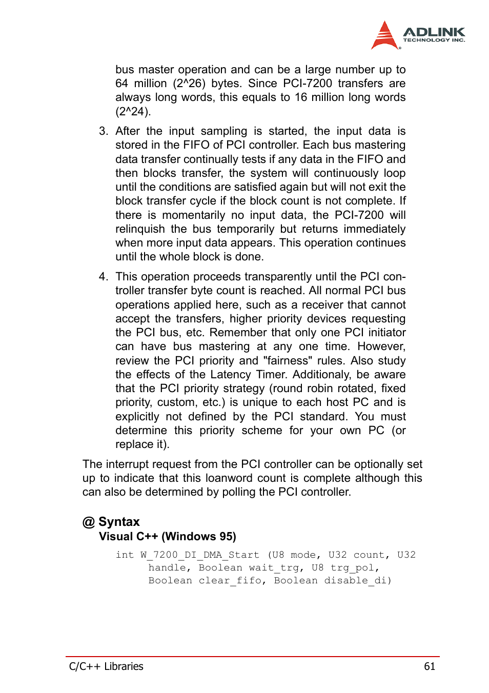 Syntax | ADLINK PCI-7200 User Manual | Page 73 / 96