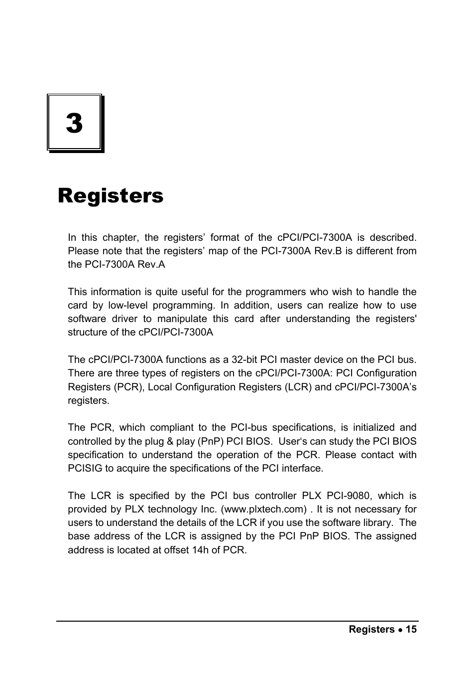 Registers | ADLINK cPCI-7300 User Manual | Page 23 / 82