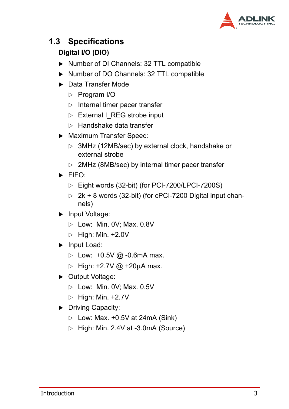 3 specifications, Specifications | ADLINK cPCI-7200 User Manual | Page 15 / 96